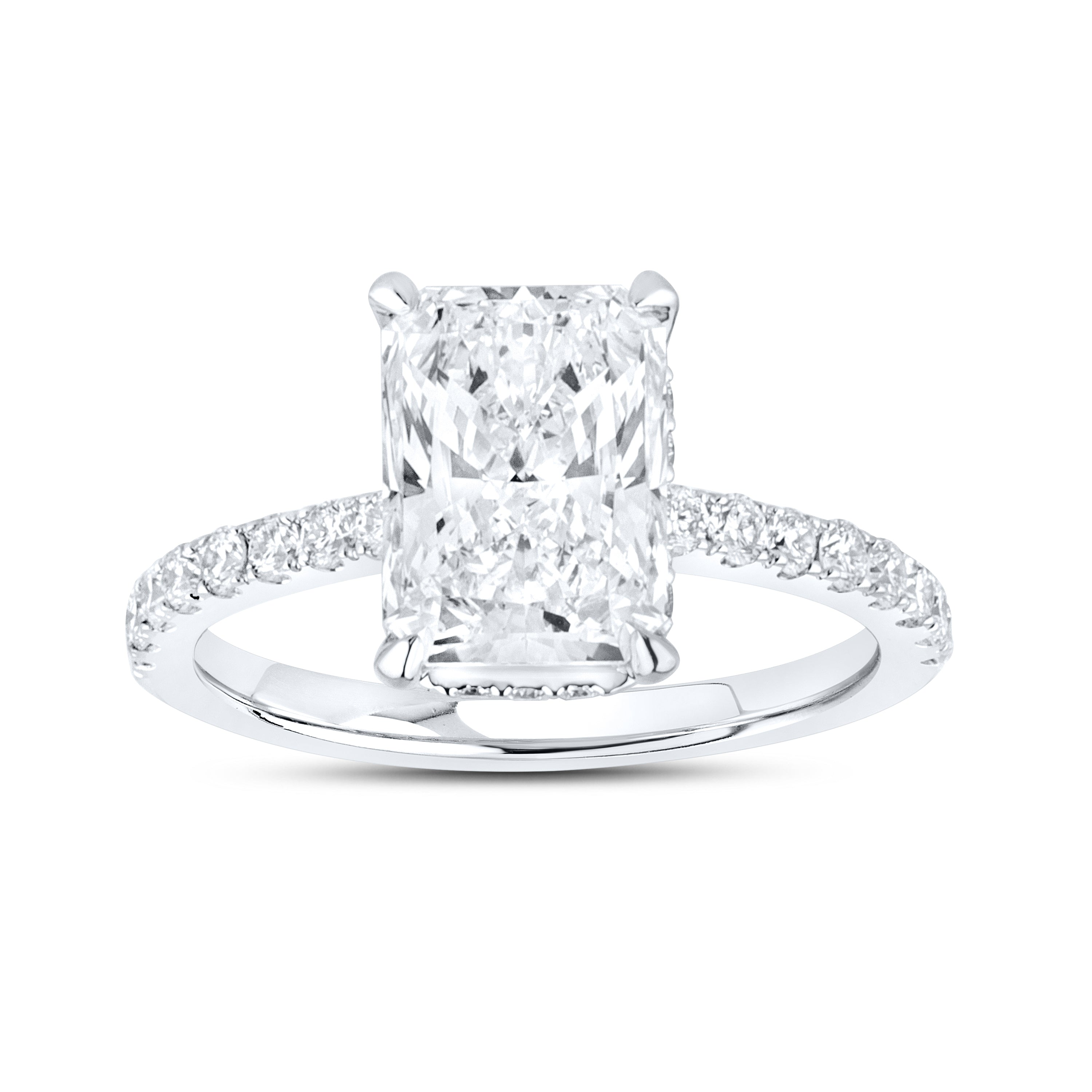 14KT WHITE GOLD LAB DIAMOND 3.50 CTW Radiant CUT RING