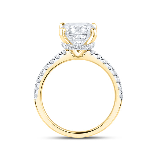 14KT YELLOW GOLD LAB DIAMOND 3.50 CTW Radiant CUT RING