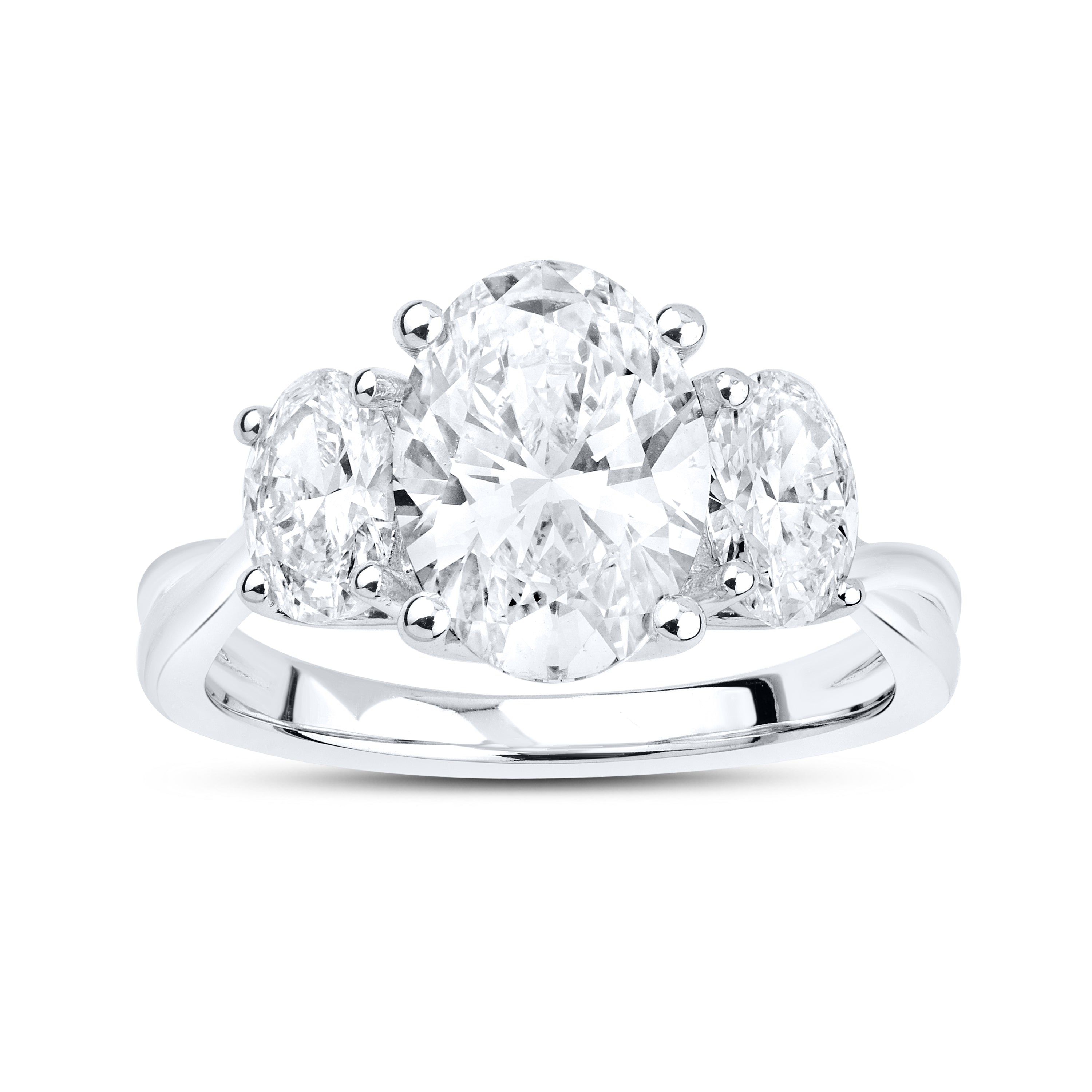 14kt White gold 3.5 CTW Lab Diamond Three Stone Engagement Ring