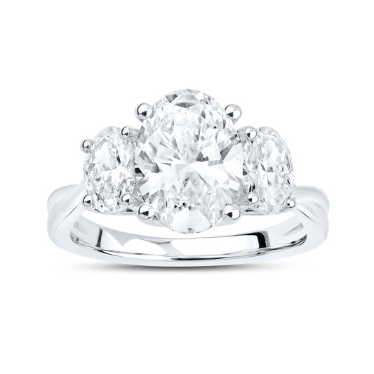 14kt White gold 3.5 CTW Lab Diamond Three Stone Engagement Ring