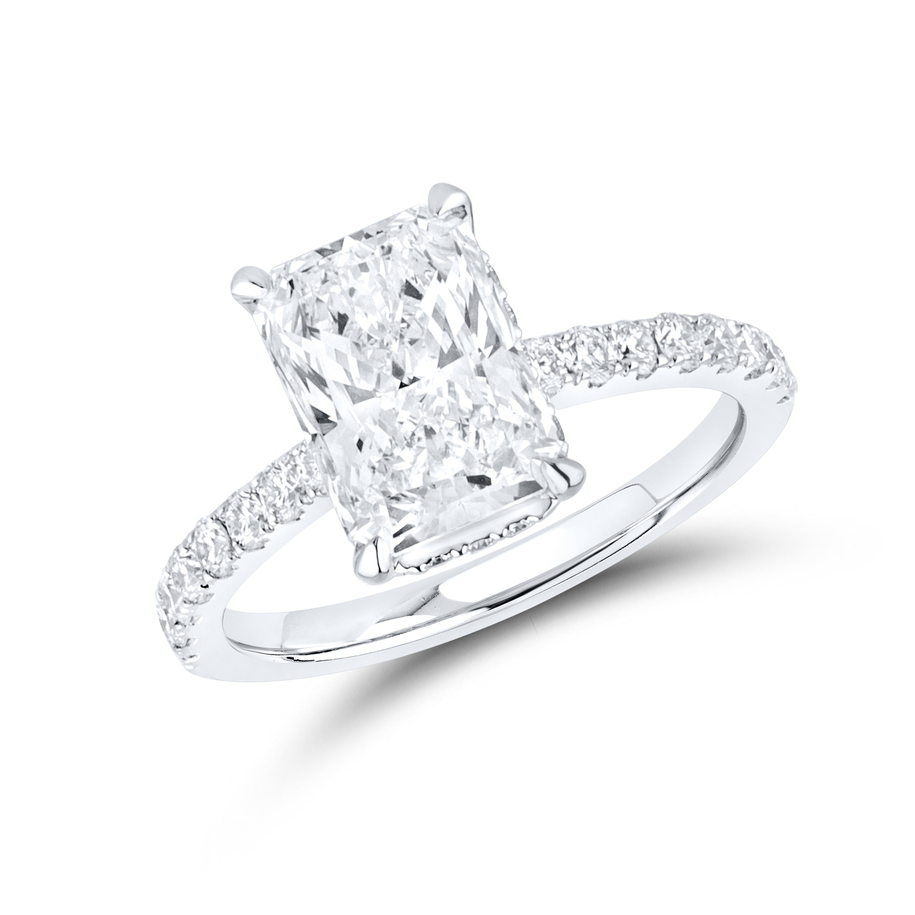 14KT WHITE GOLD LAB DIAMOND 3.50 CTW RADIANT CUT SOLITAIRE RING