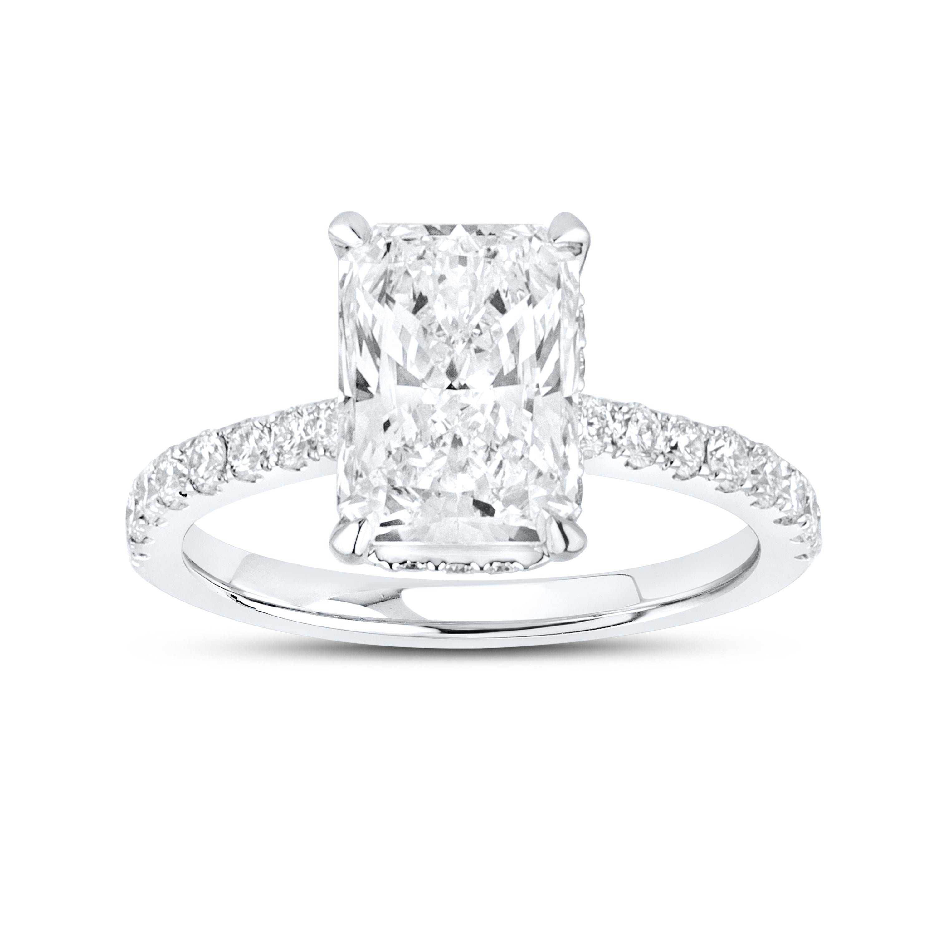 14KT WHITE GOLD LAB DIAMOND 3.50 CTW RADIANT CUT SOLITAIRE RING