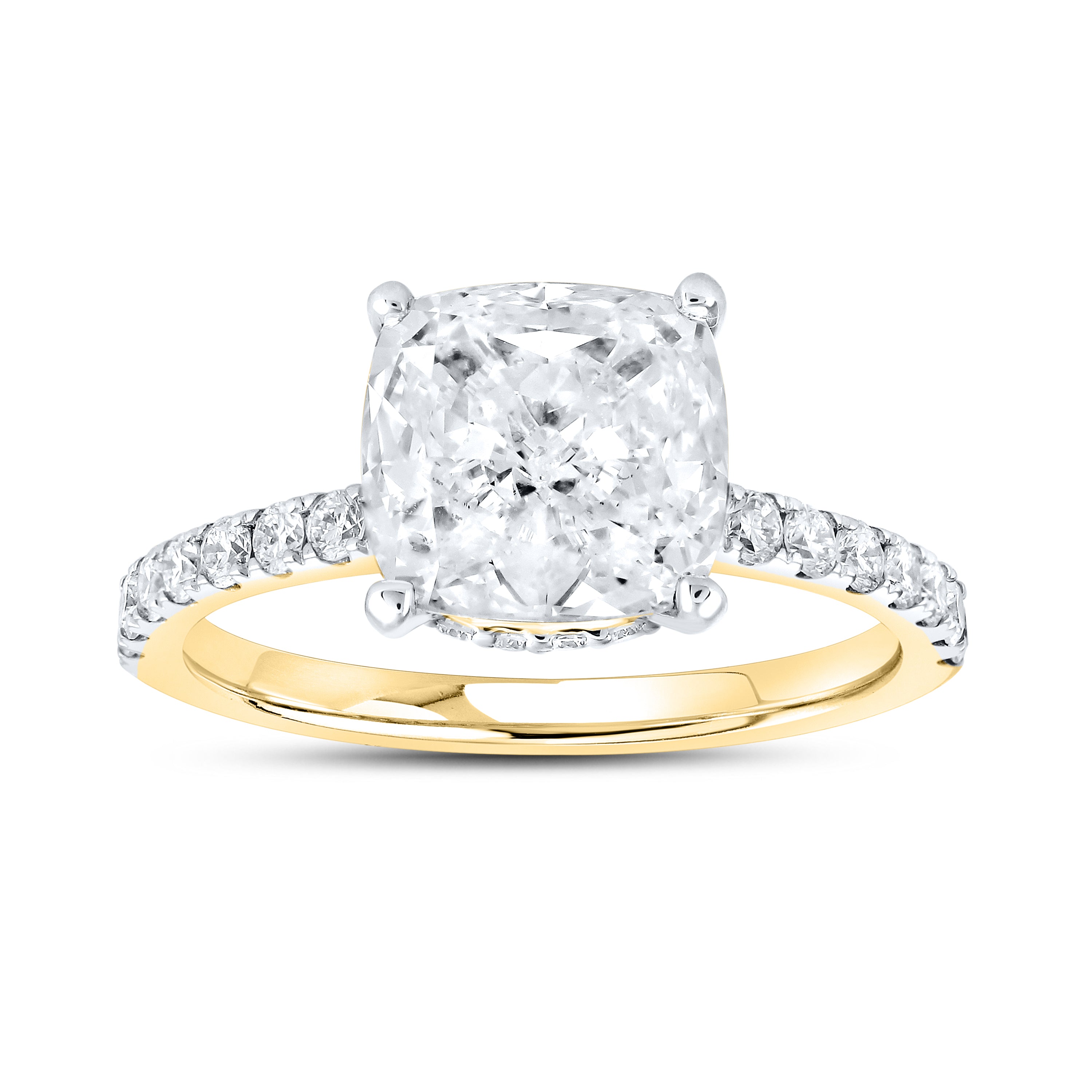 14KT YELLOW GOLD 3.53 CTW LAB DIAMOND RING