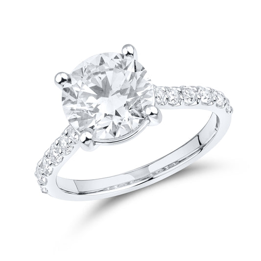 14kt White Gold 3.52 CTW Lab Diamond Round Shape Solitaire Ring