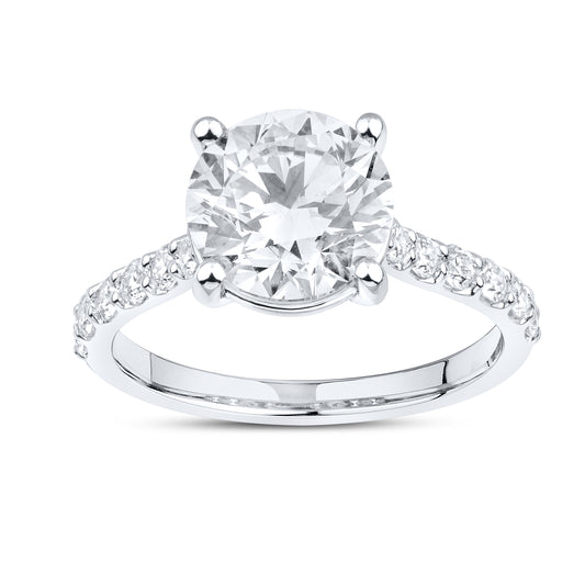 14kt White Gold 3.52 CTW Lab Diamond Round Shape Solitaire Ring