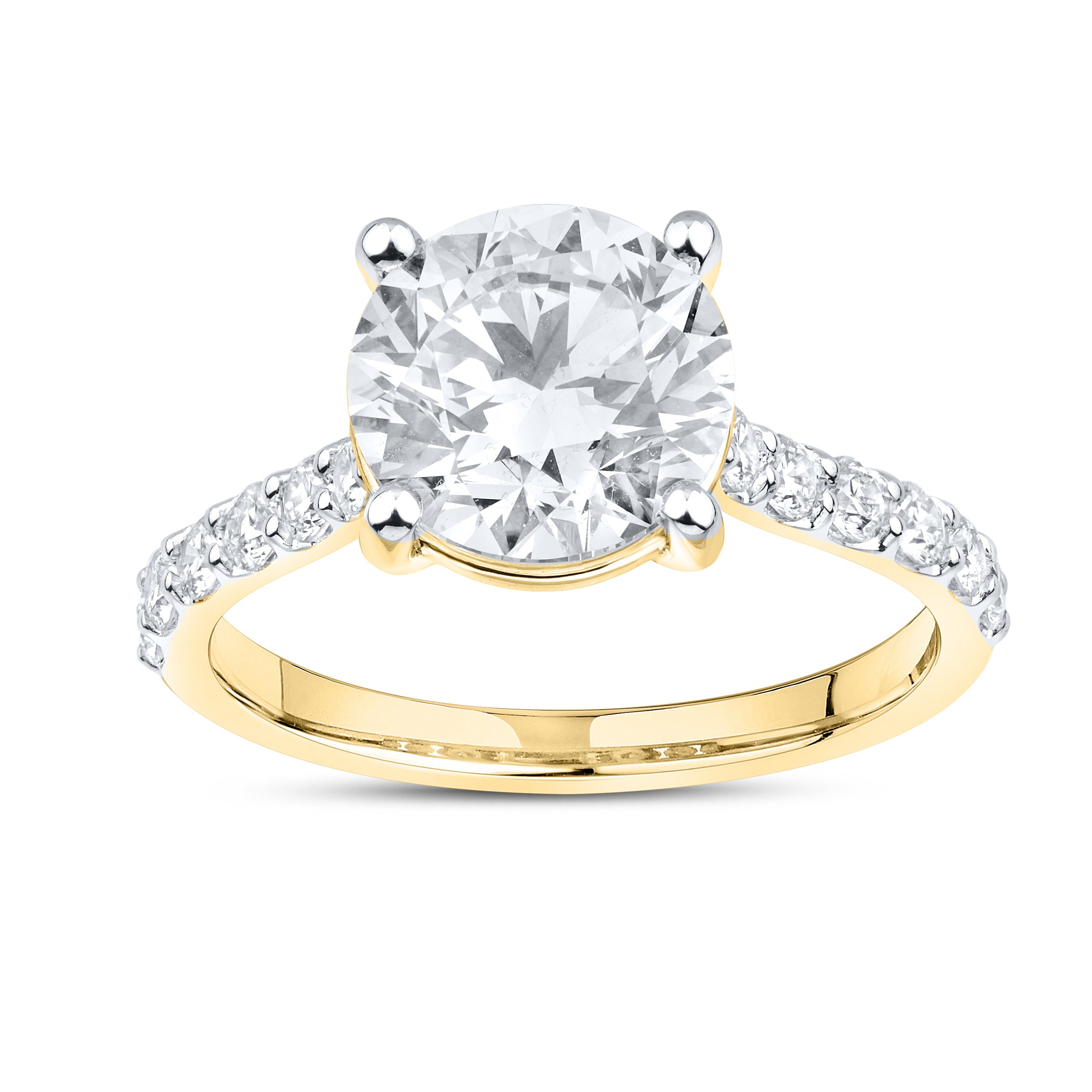 14kt Yellow Gold 3.49 CTW Lab Diamond Round Shape Solitaire Ring