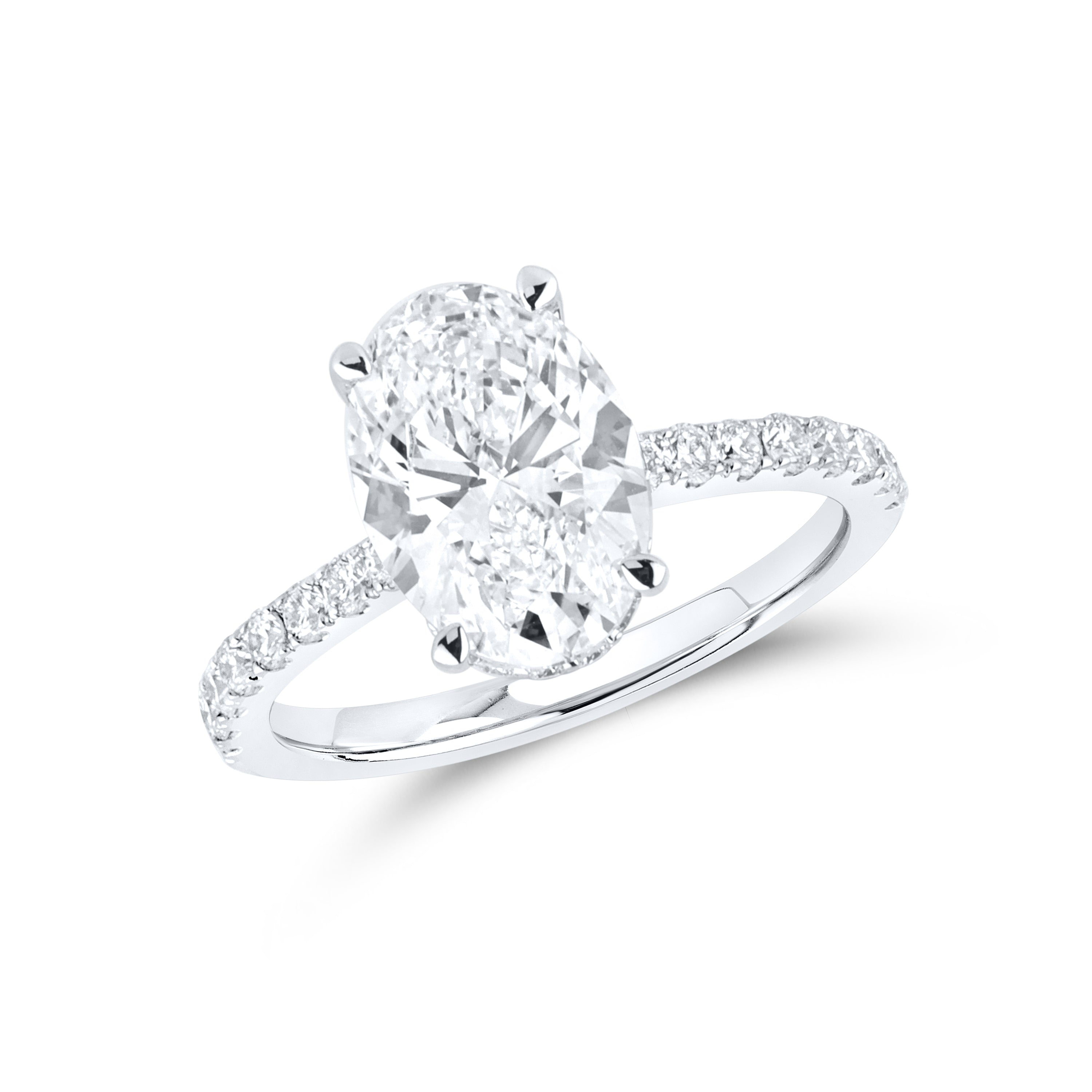 14KT WHITE GOLD LAB DIAMOND 3.50 CTW OVAL RING