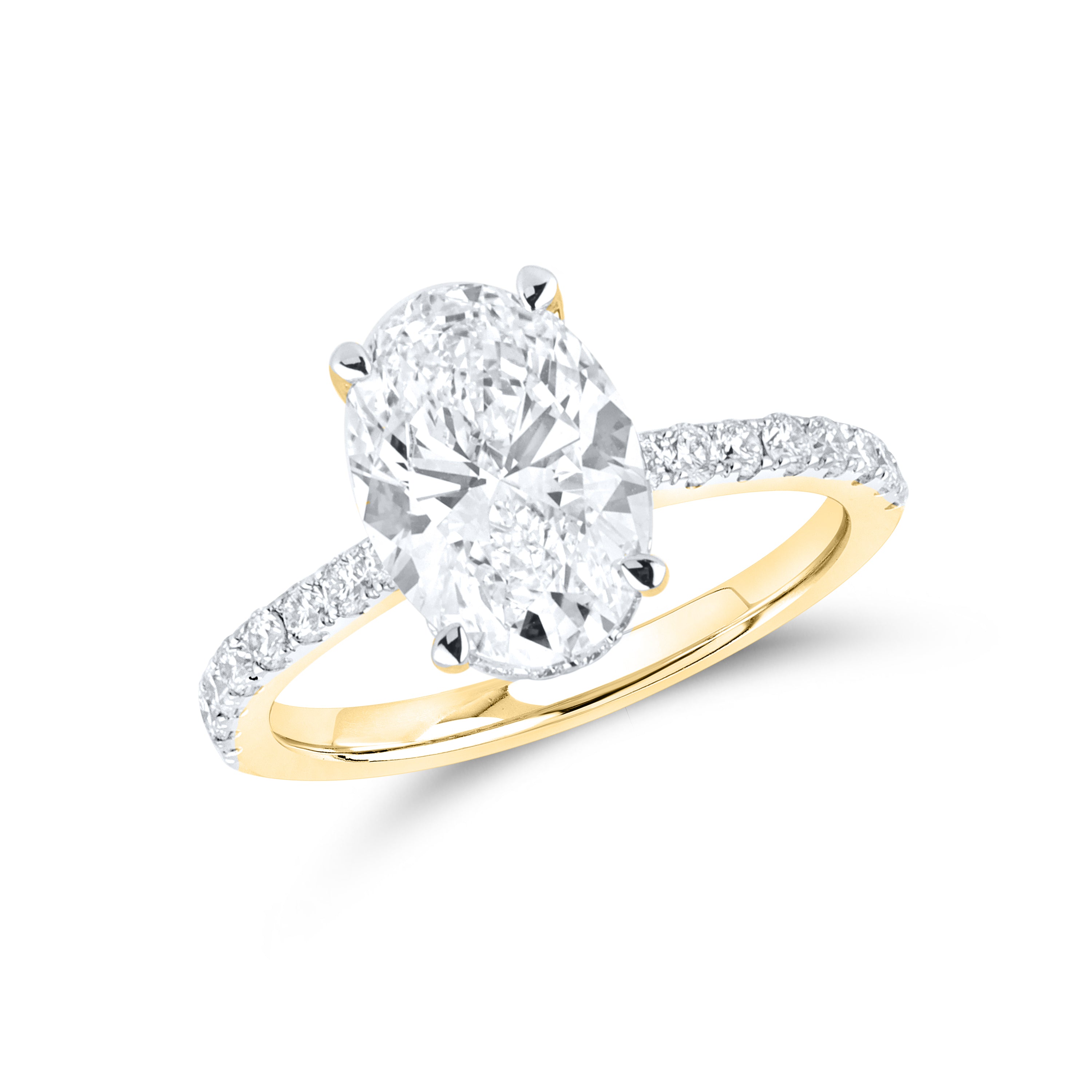 14KT YELLOW GOLD LAB DIAMOND 3.50 CTW OVAL RING