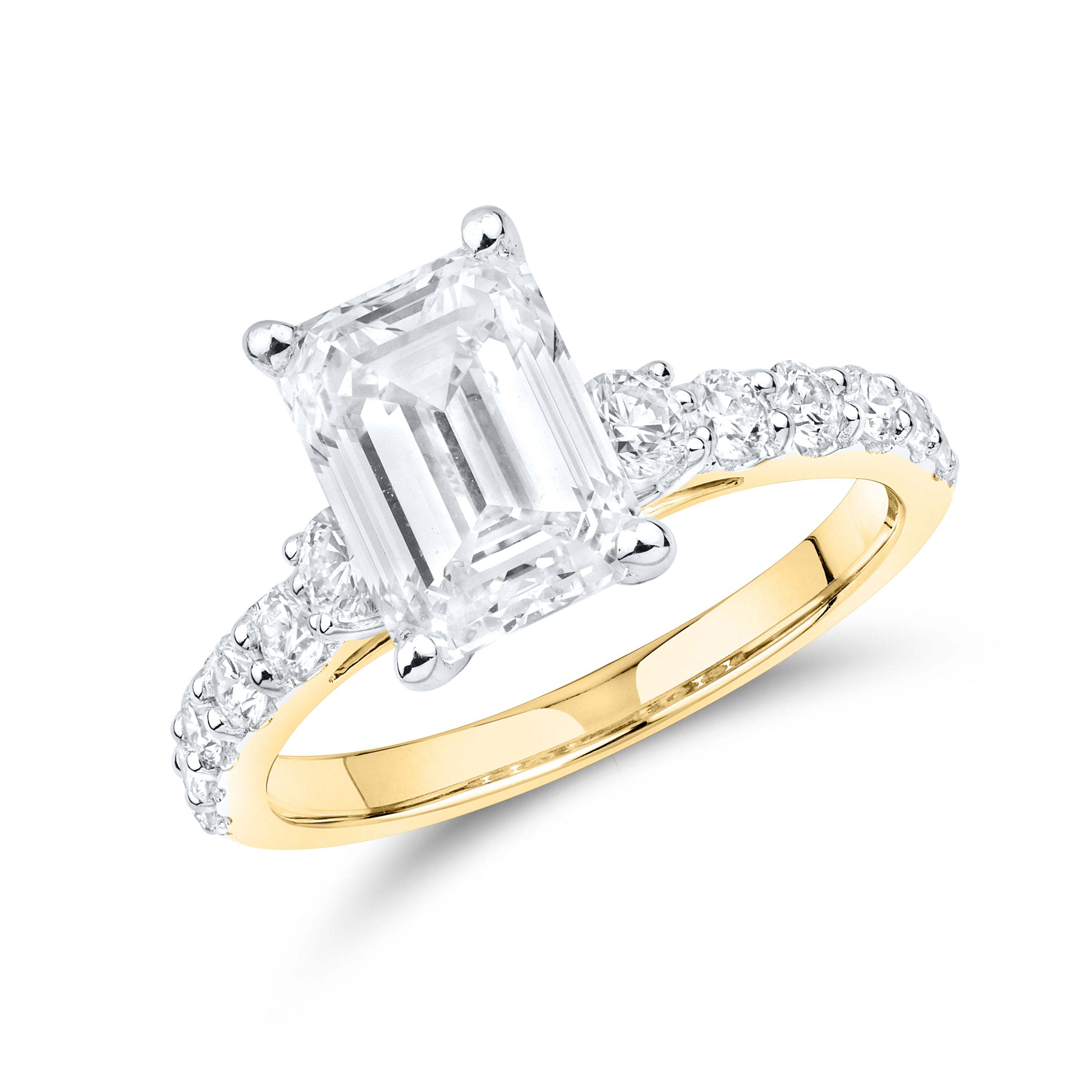 14kt Yellow Gold 3.63 CTW Lab Diamond Emerald Shape Solitaire Ring