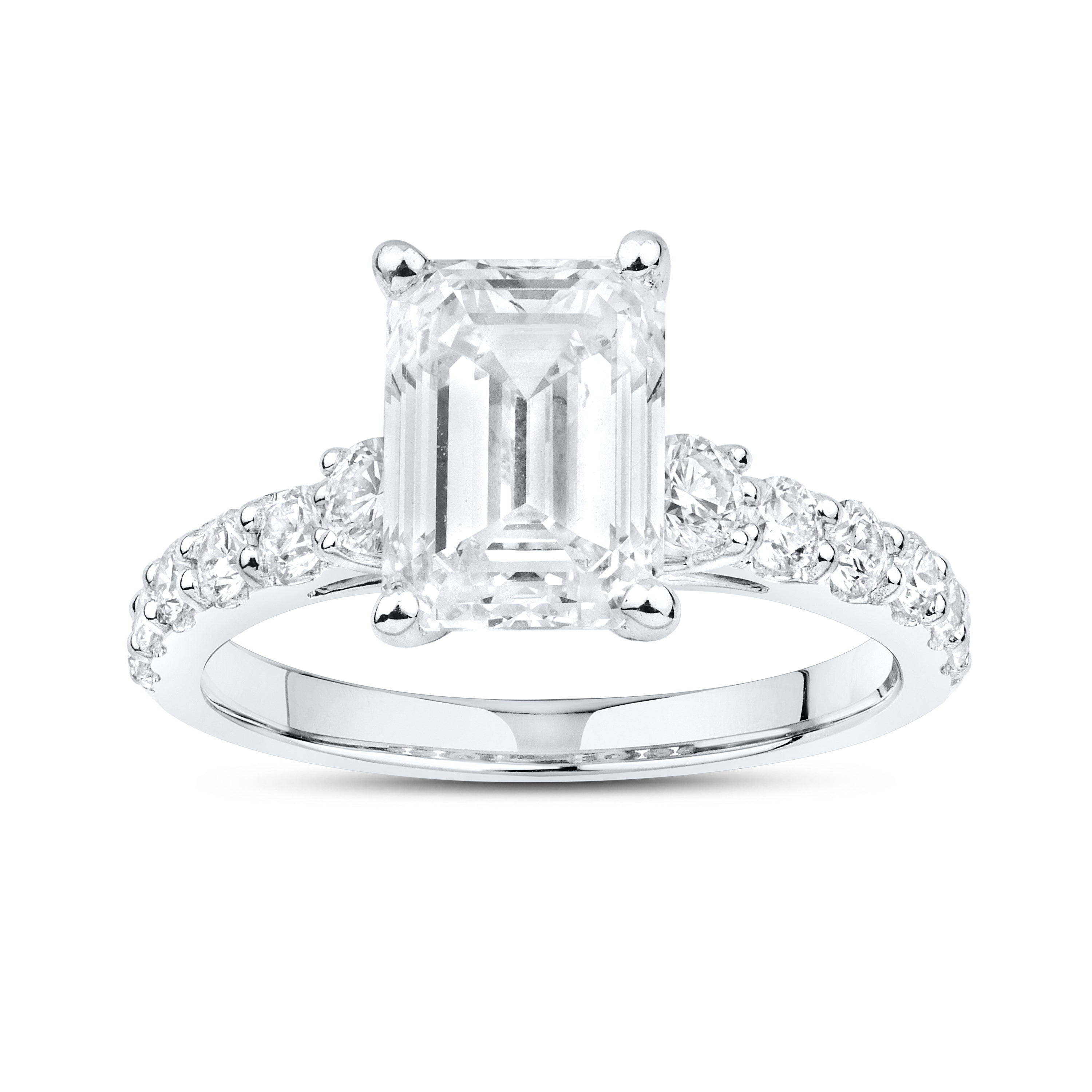 14kt White Gold 3.63 CTW Lab Diamond Emerald Shape Solitaire Ring