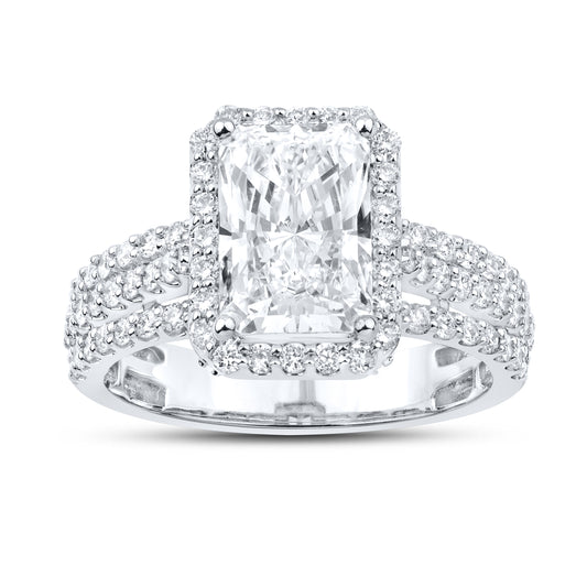 14kt White Gold 3.41 CTW Lab Diamond Radiant Shape Bridal Ring