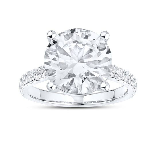 14kt White Gold 7.52 CTW Lab Diamond Round Shape Solitaire Ring