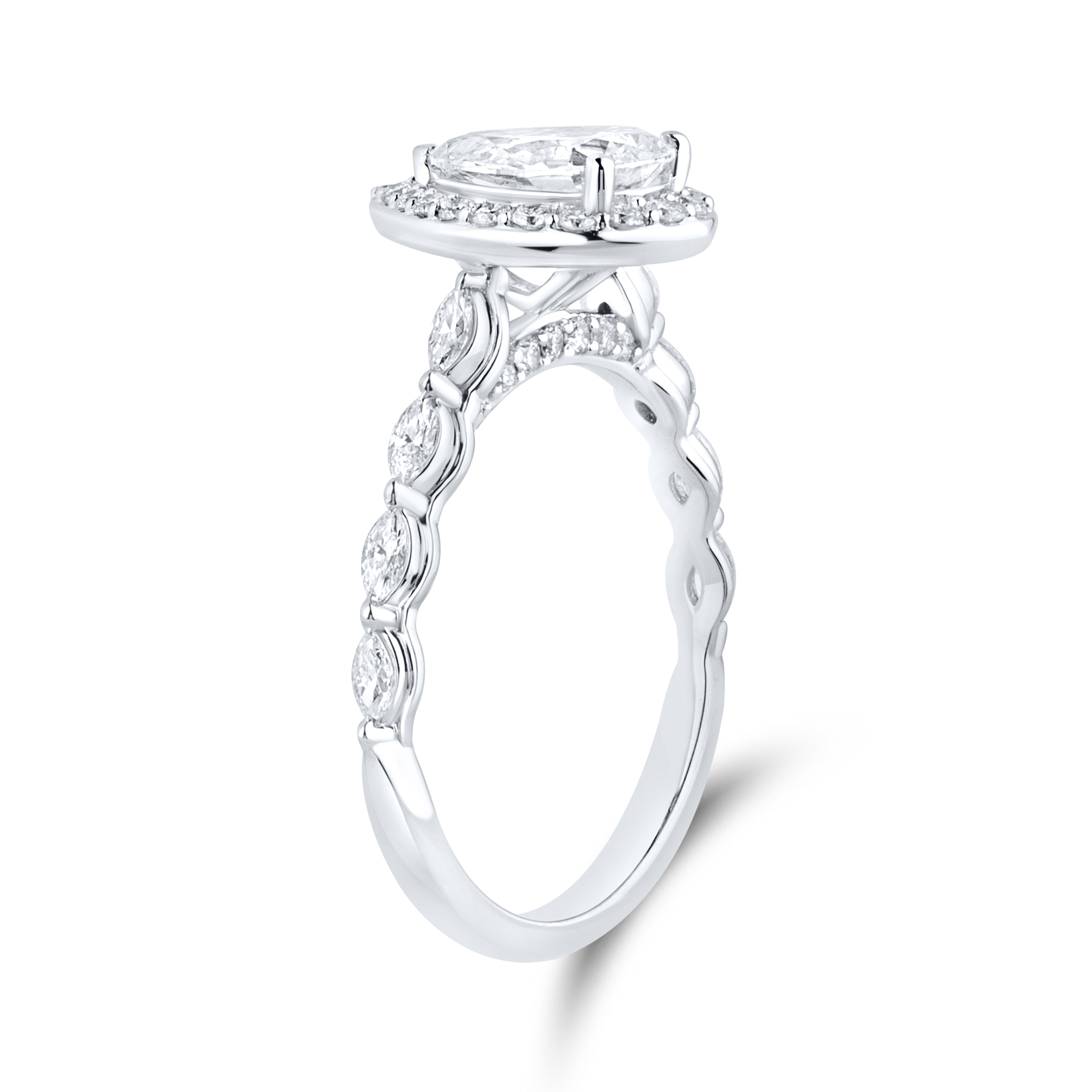 14KT WHITE GOLD LAB DIAMOND 1.50 CTW PEAR SHAPE RING