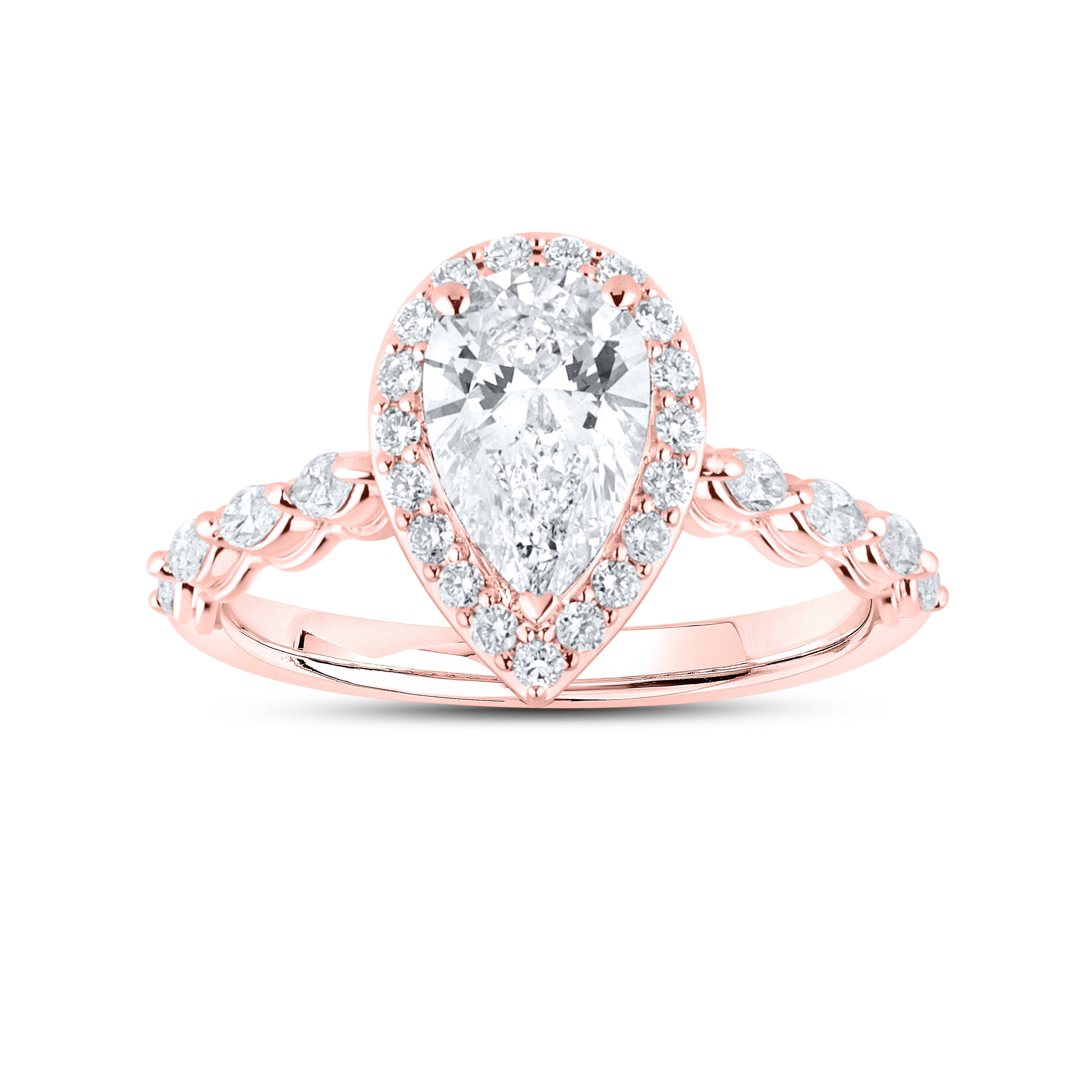 14KT ROSE GOLD LAB DIAMOND 1.50 CTW PEAR SHAPE RING