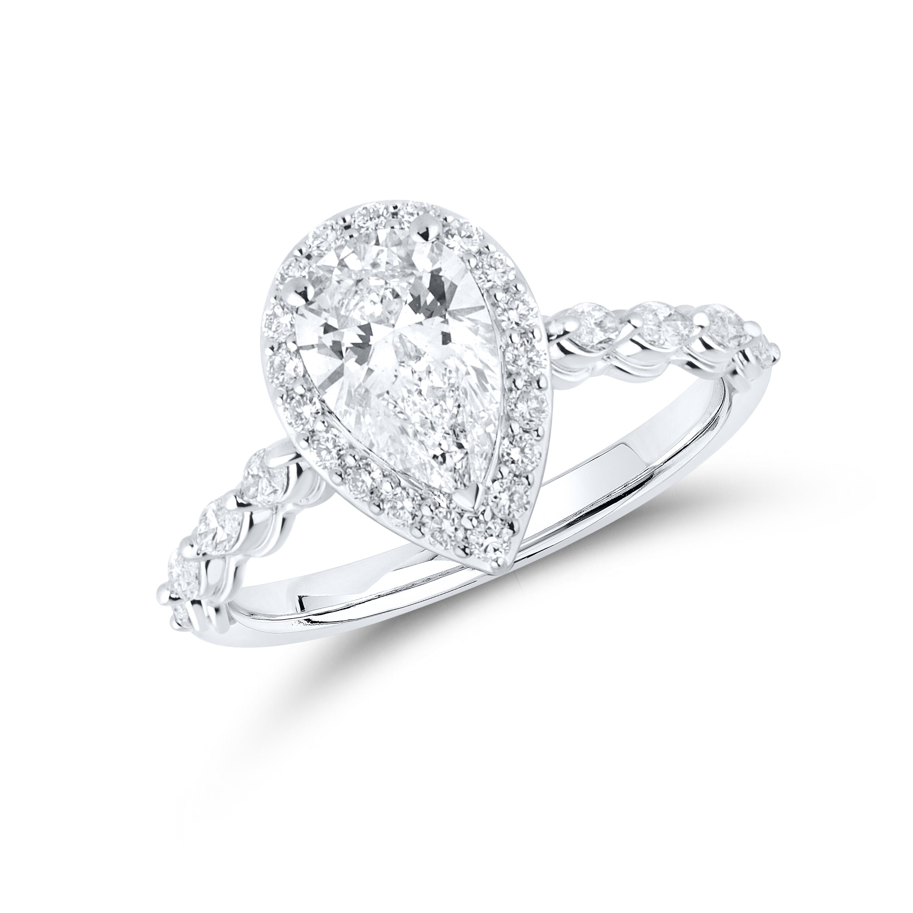 14KT WHITE GOLD LAB DIAMOND 1.50 CTW PEAR SHAPE RING