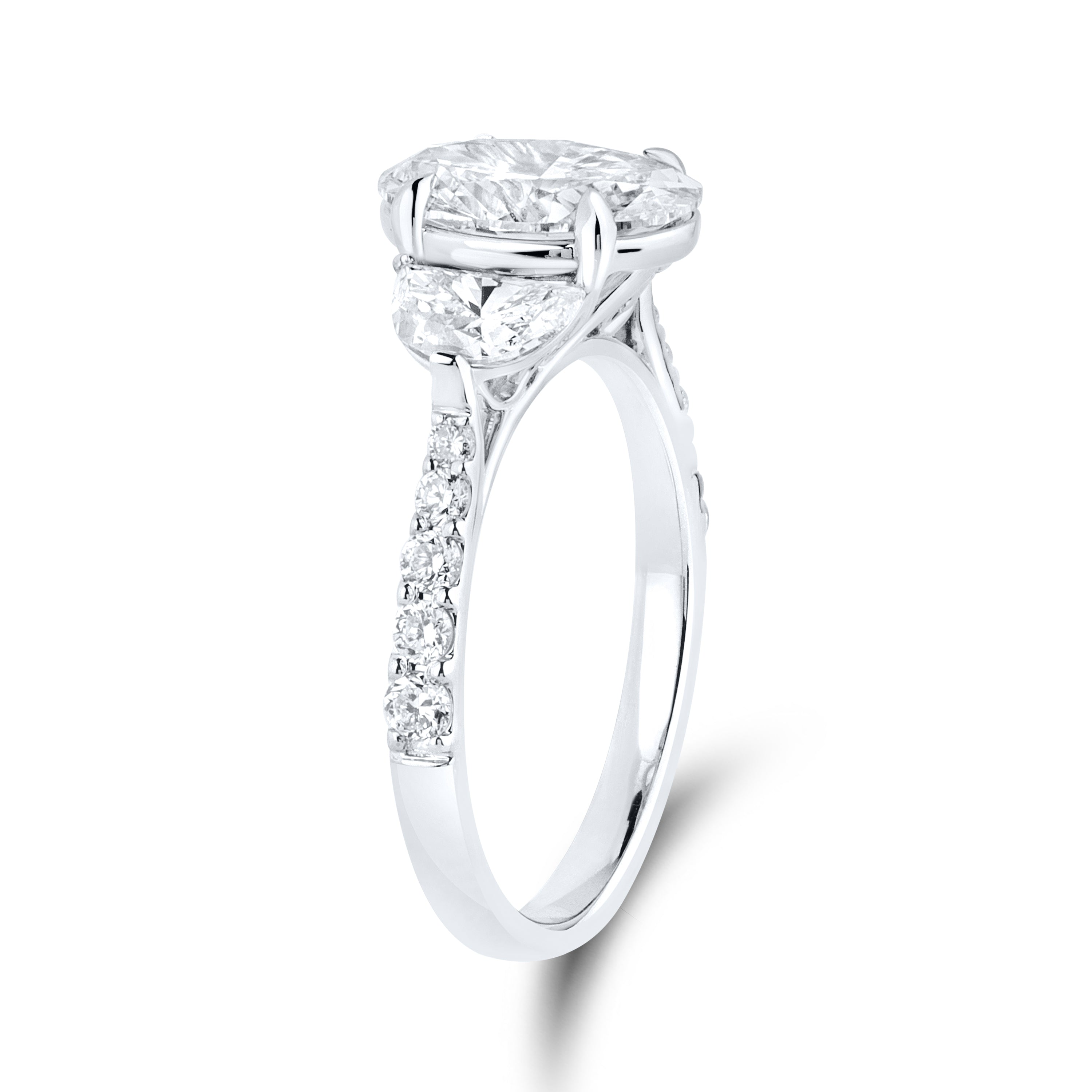 14kt White Gold 3 CTW Oval Shape Lab Diamond Ring