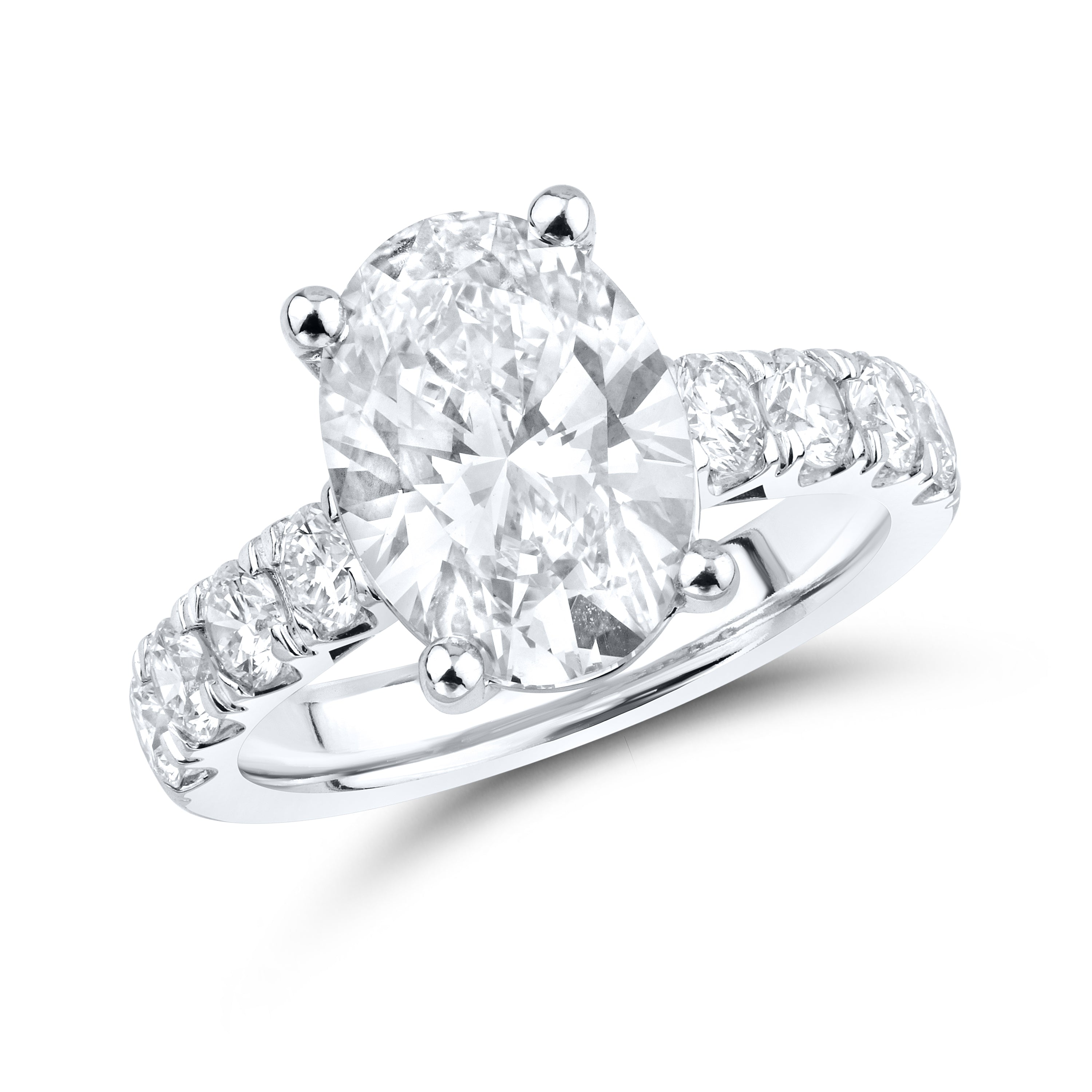 14kt White Gold 5.05 CTW Lab Diamond Oval Shape Solitaire Ring