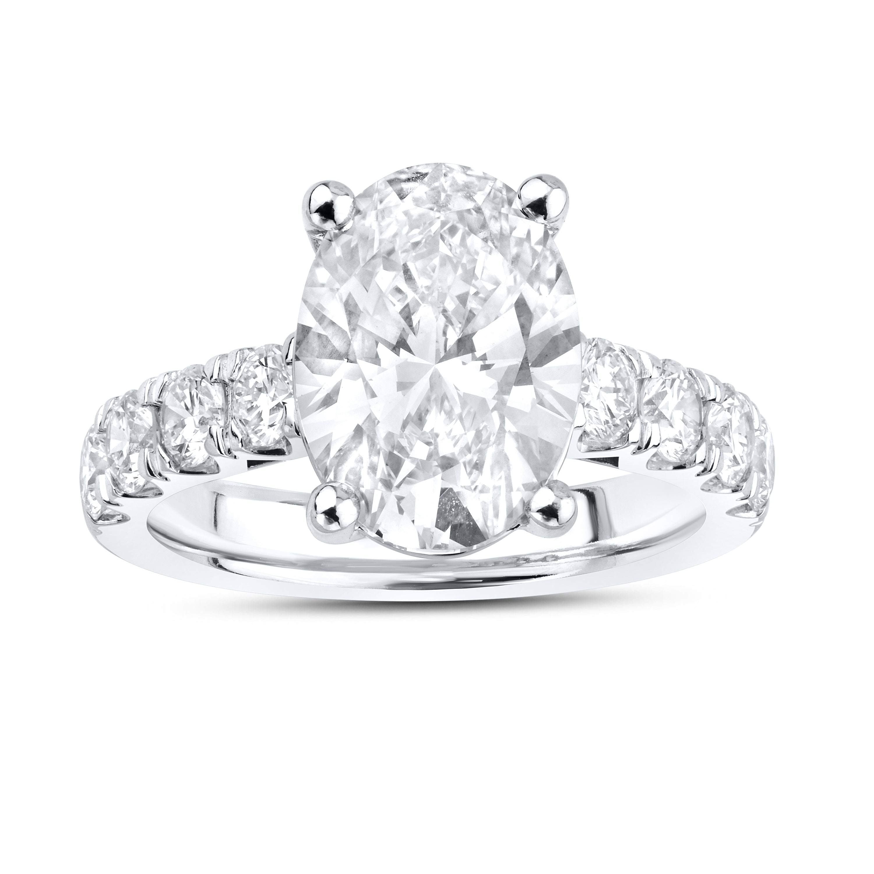 14kt White Gold 5.05 CTW Lab Diamond Oval Shape Solitaire Ring