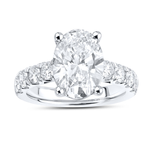 14kt White Gold 5.05 CTW Lab Diamond Oval Shape Solitaire Ring