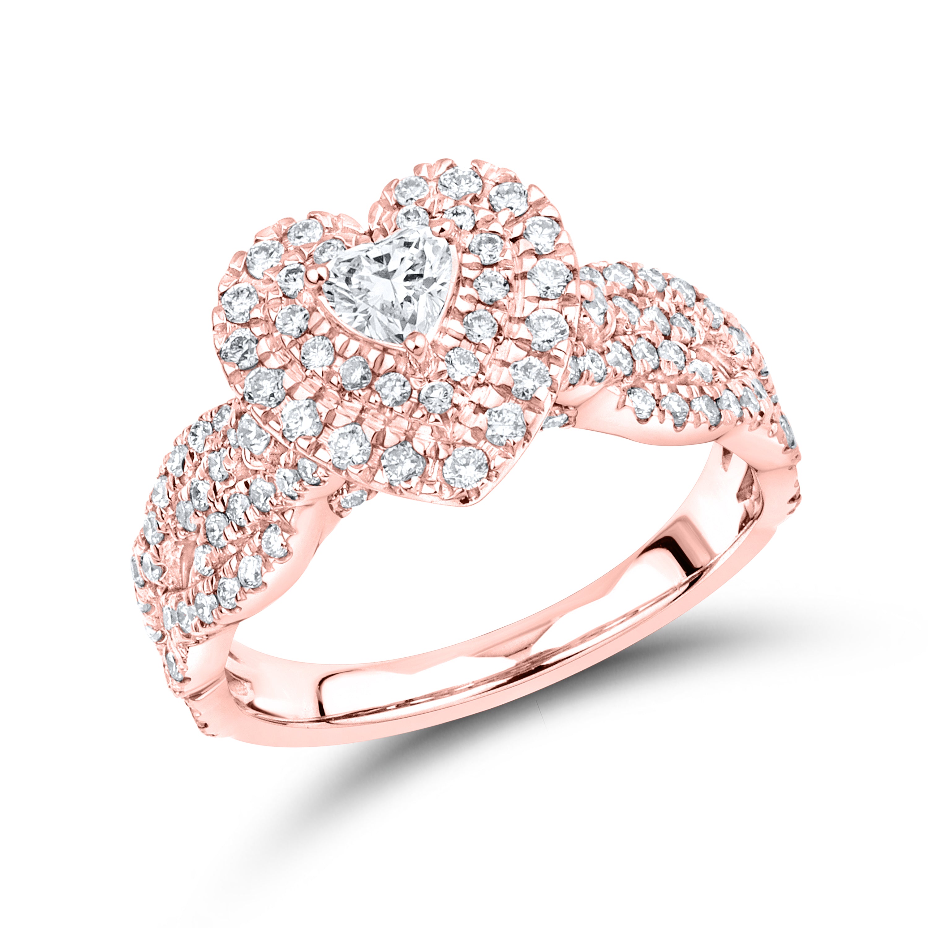 14kt Rose Gold 1 CTW Lab Diamond Heart ring