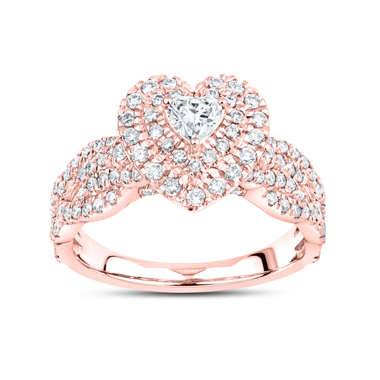 14kt Rose Gold 1 CTW Lab Diamond Heart ring