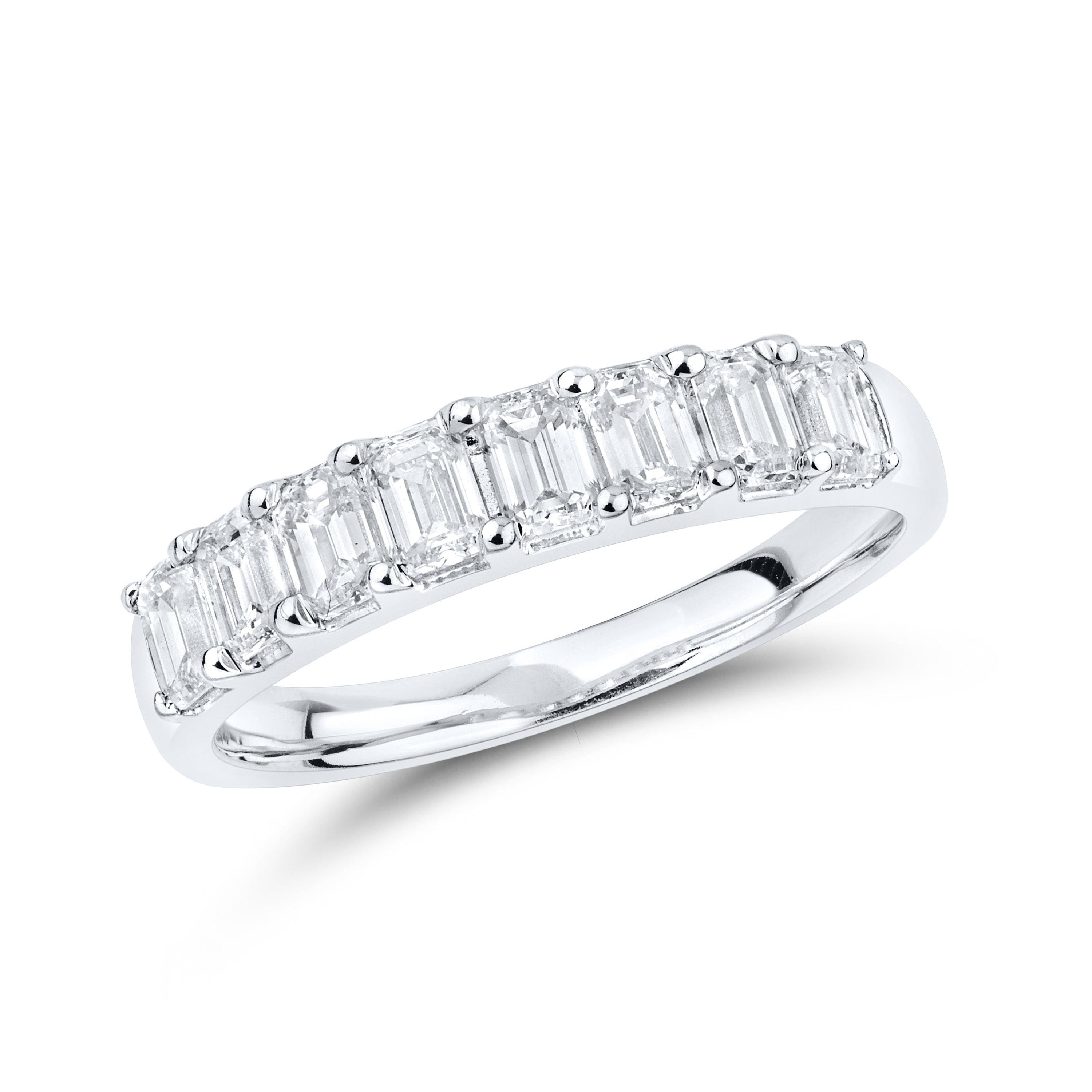 14kt White Gold 1.20 CTW Lab Diamond Emerald Shape Ladies Band