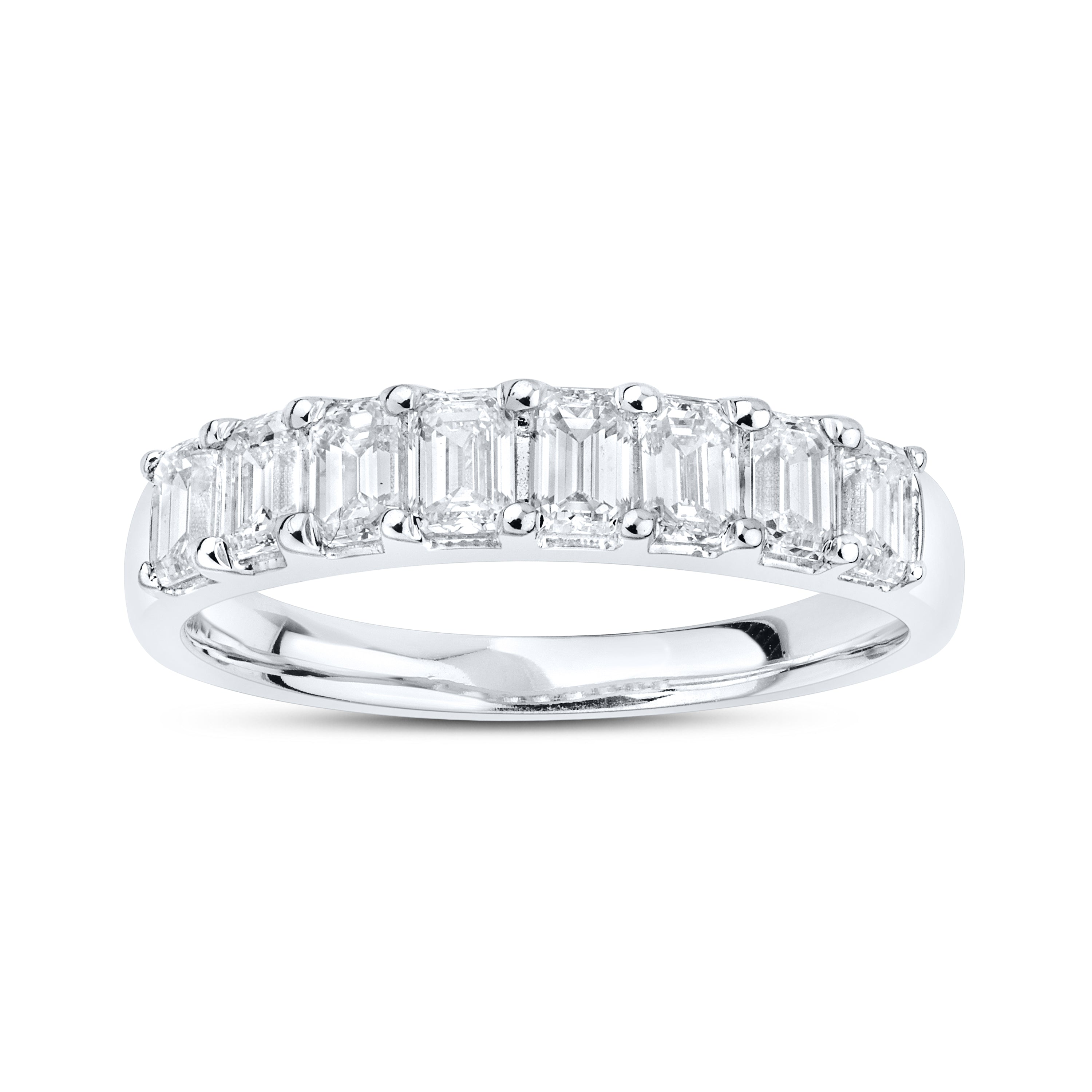 14kt White Gold 1.20 CTW Lab Diamond Emerald Shape Ladies Band