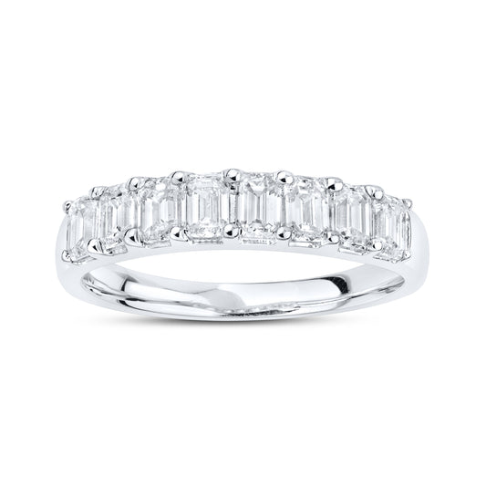 14kt White Gold 1.20 CTW Lab Diamond Emerald Shape Ladies Band