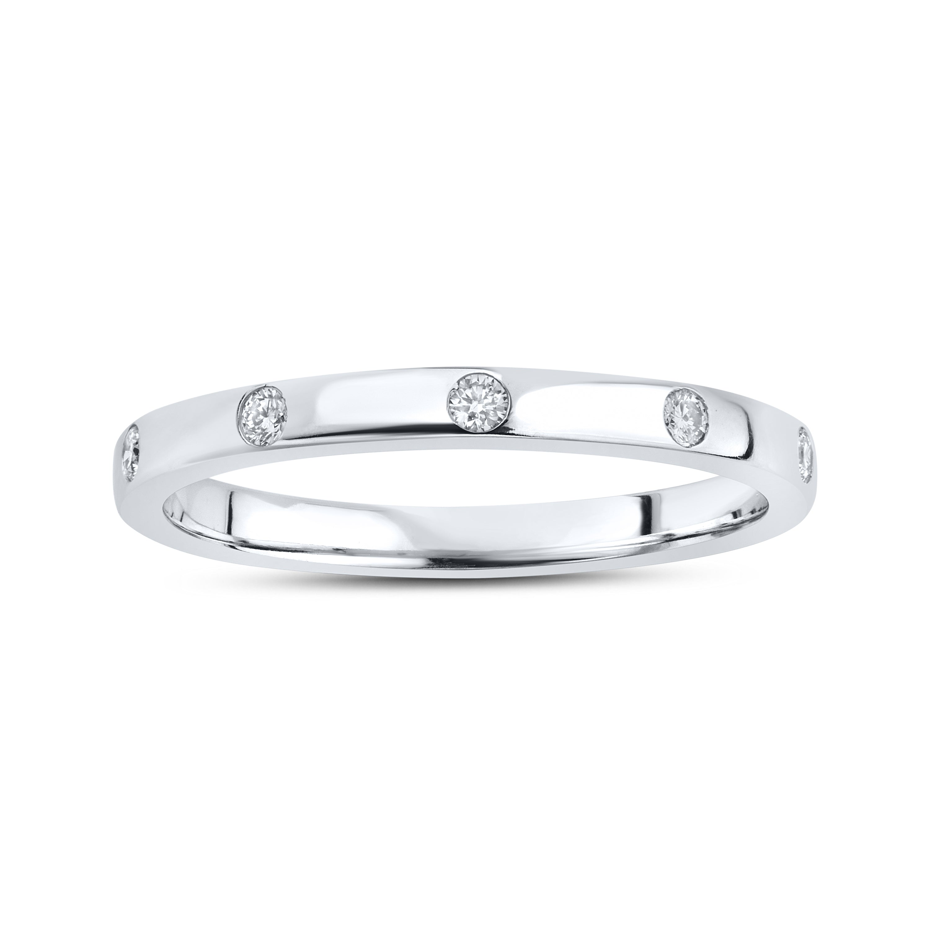 14KT WHITE GOLD 0.095 CTW  DIAMOND LADIES BAND