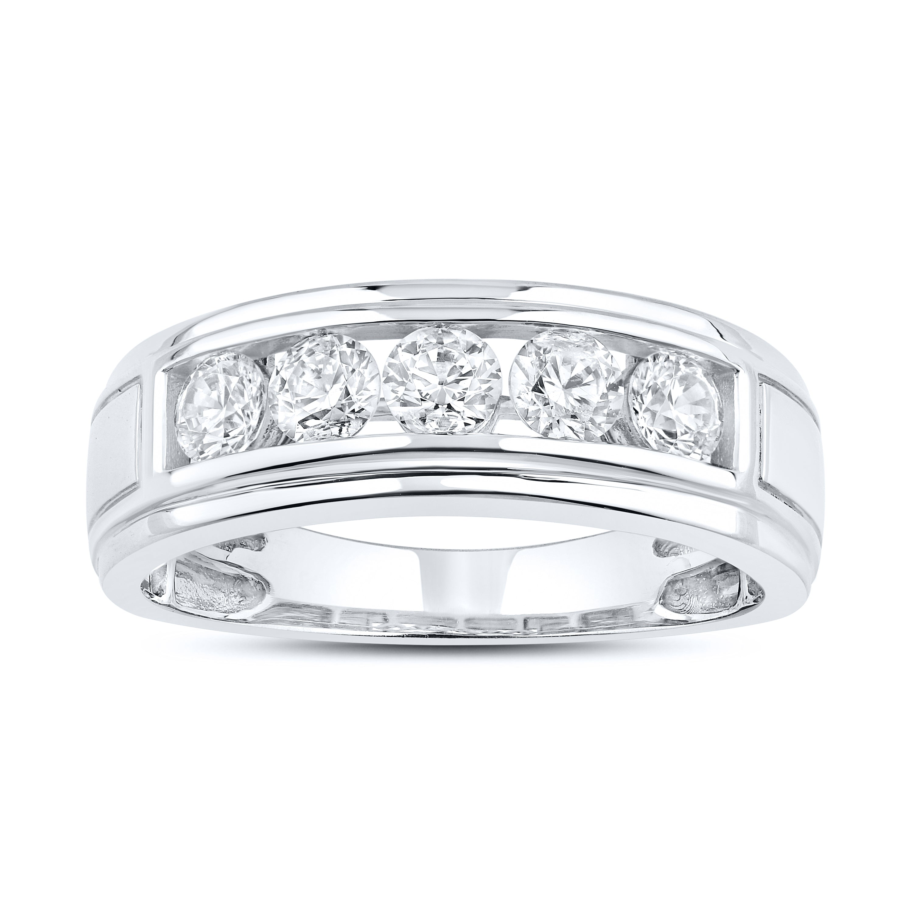 14kt White Gold 1 CTW Lab Diamond Men's Band