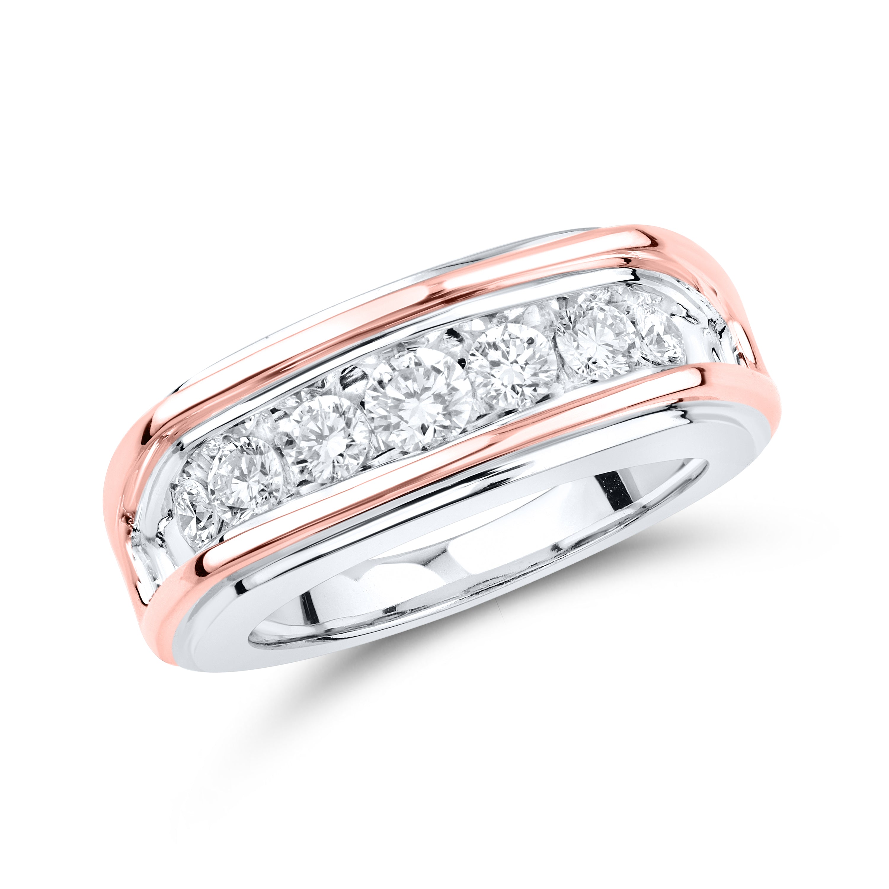 14kt White and Rose Gold 1.09 CTW Lab Diamond Men's Band