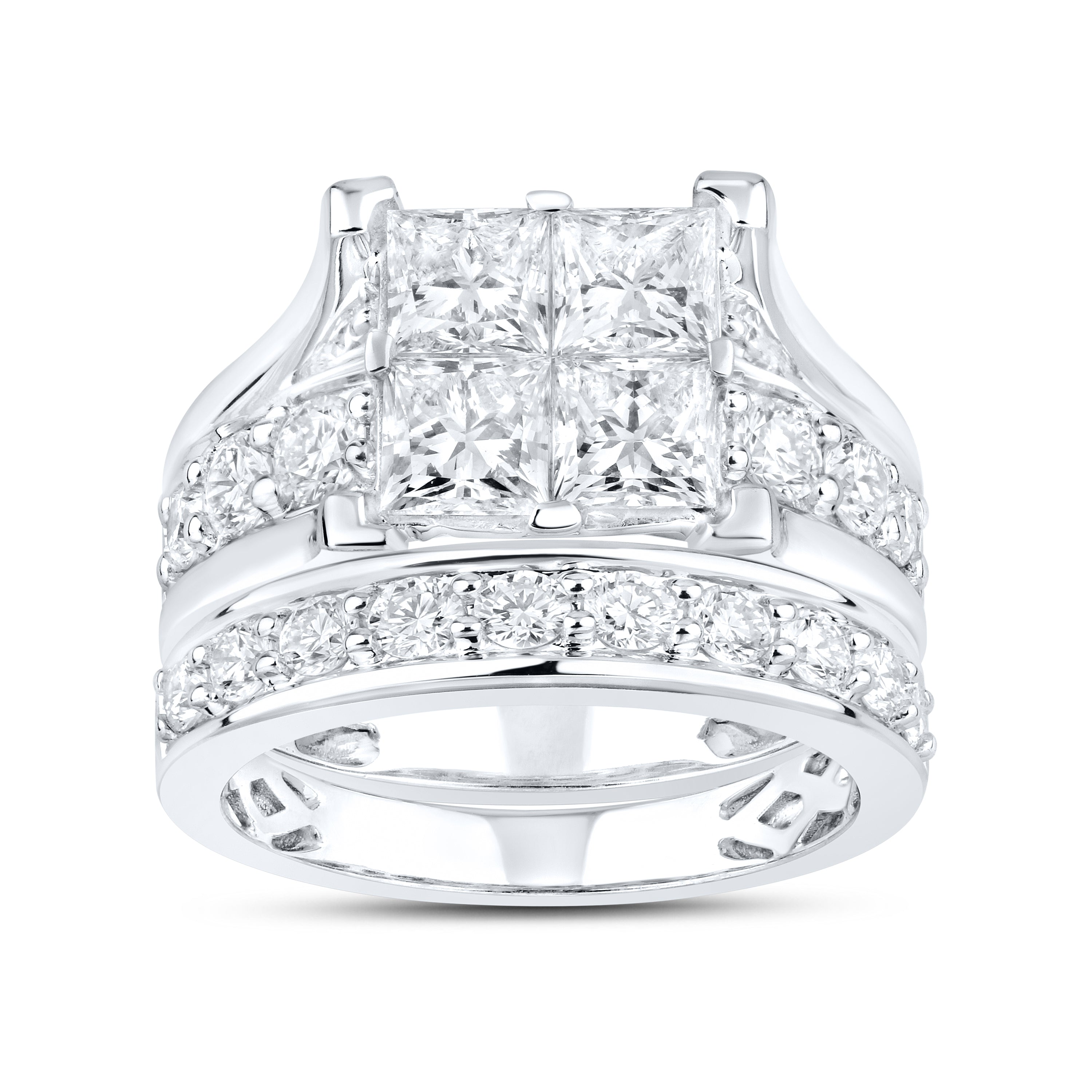 14kt White Gold 3.81 CTW Lab Diamond Bridal Ring Set