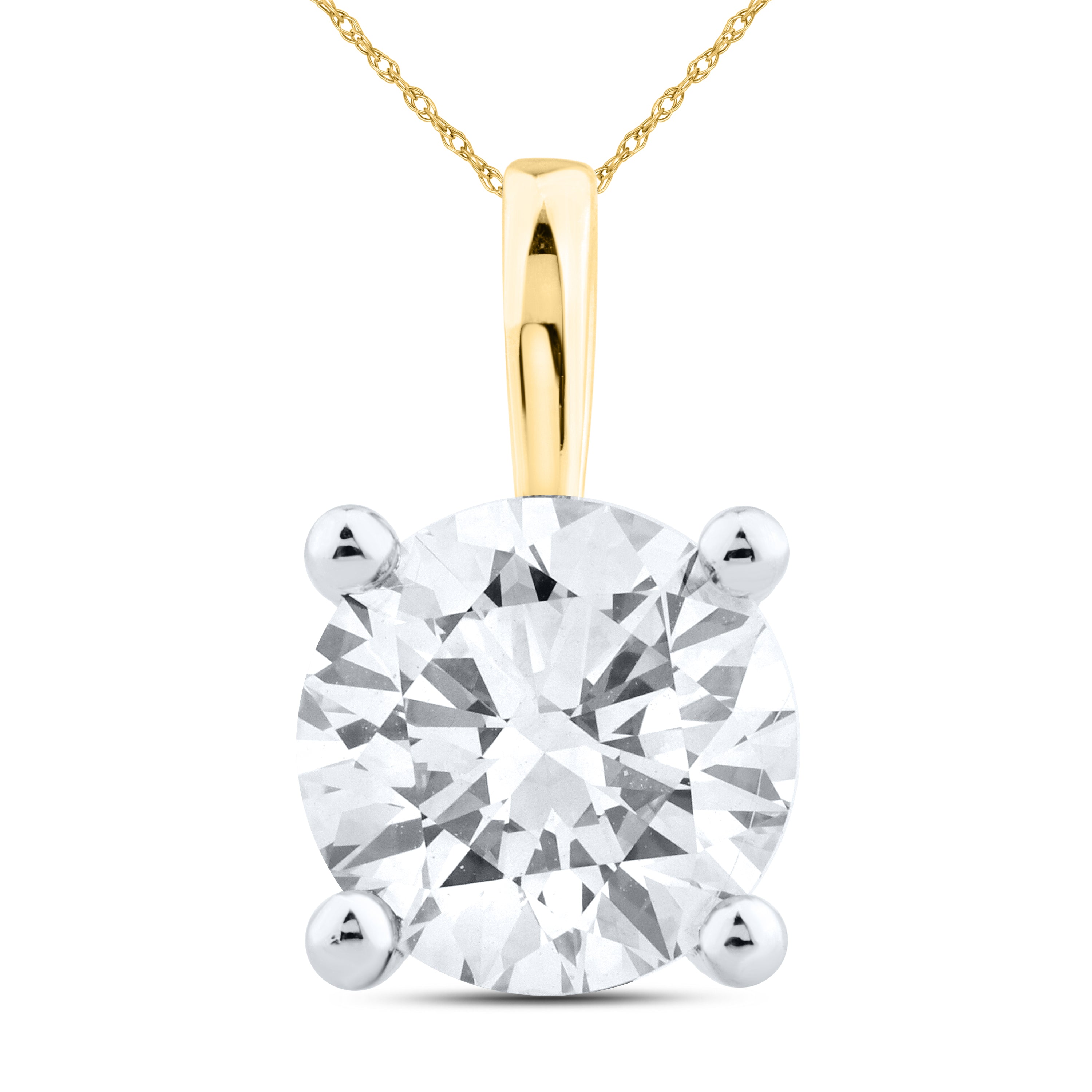 14kt Yellow Gold 2.04 CTW Round Shape Lab diamond  Pendant