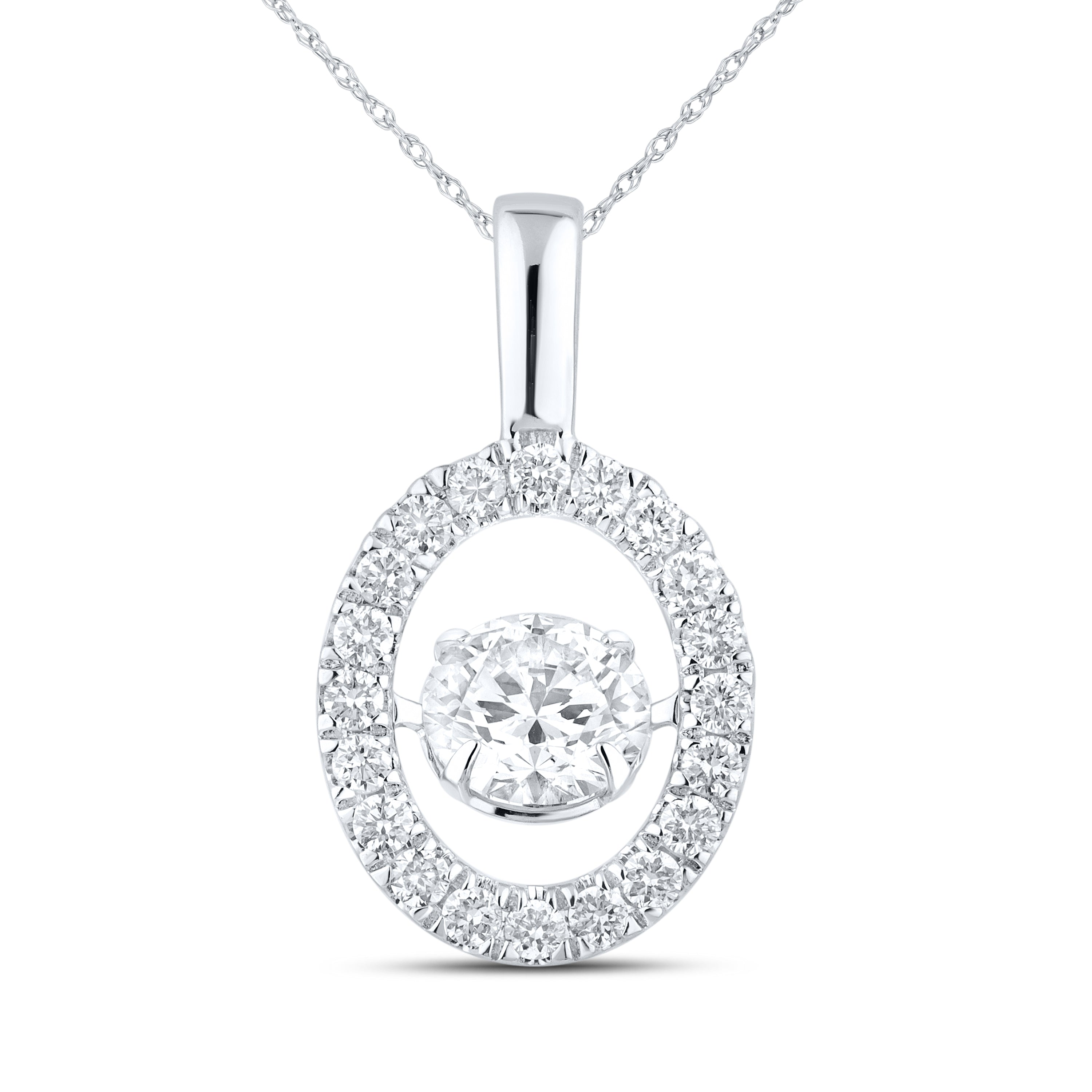 14K WHITE GOLD 1 CTW DANCING DIAMOND NECKLACE