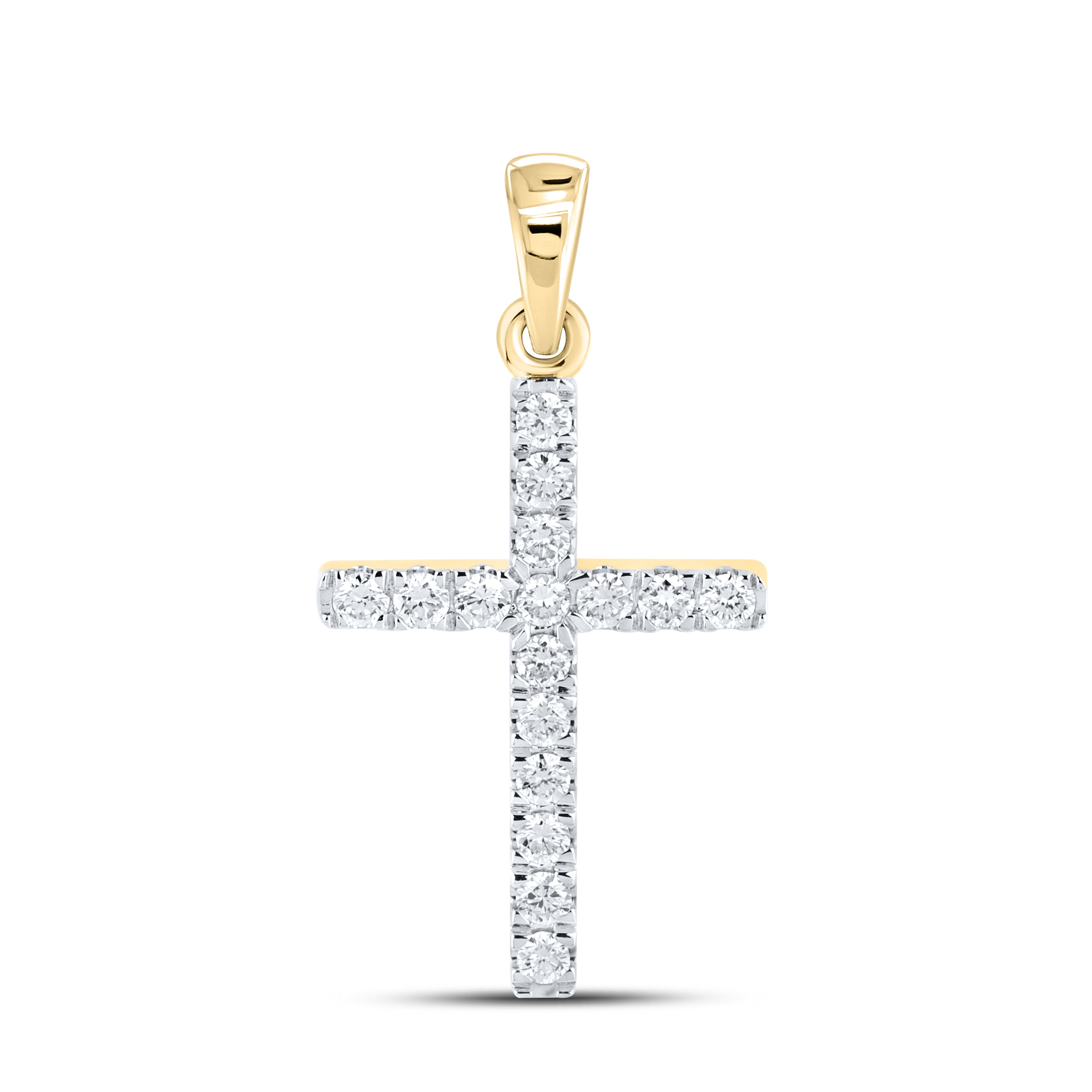 14KT YELLOW GOLD LAB DIAMOND 0.50 CTW CROSS NECKLACE