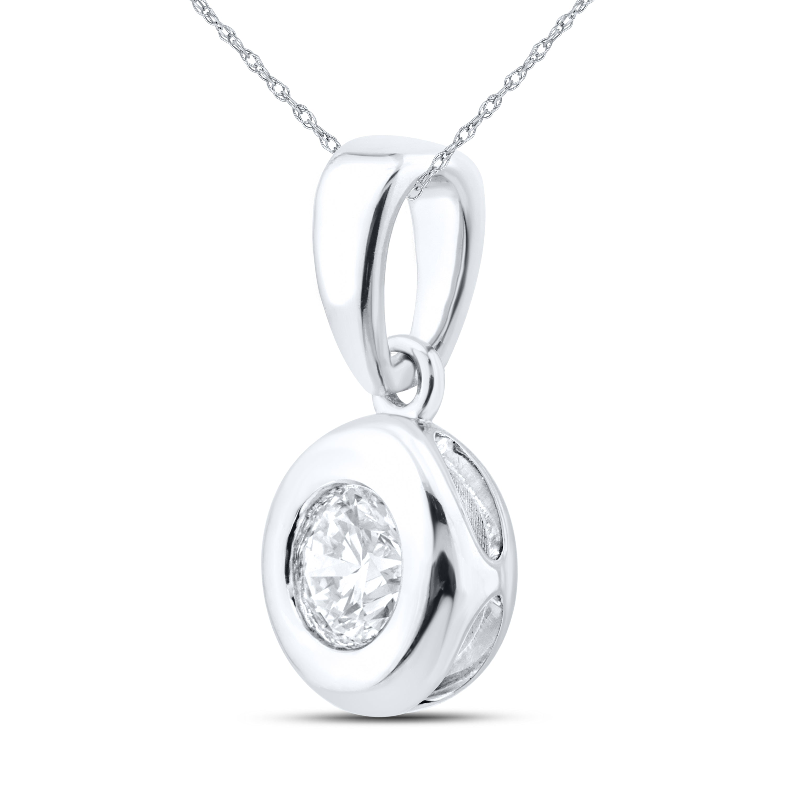 14kt White Gold 0.20 CTW Lab Diamond Solitaire Pendant