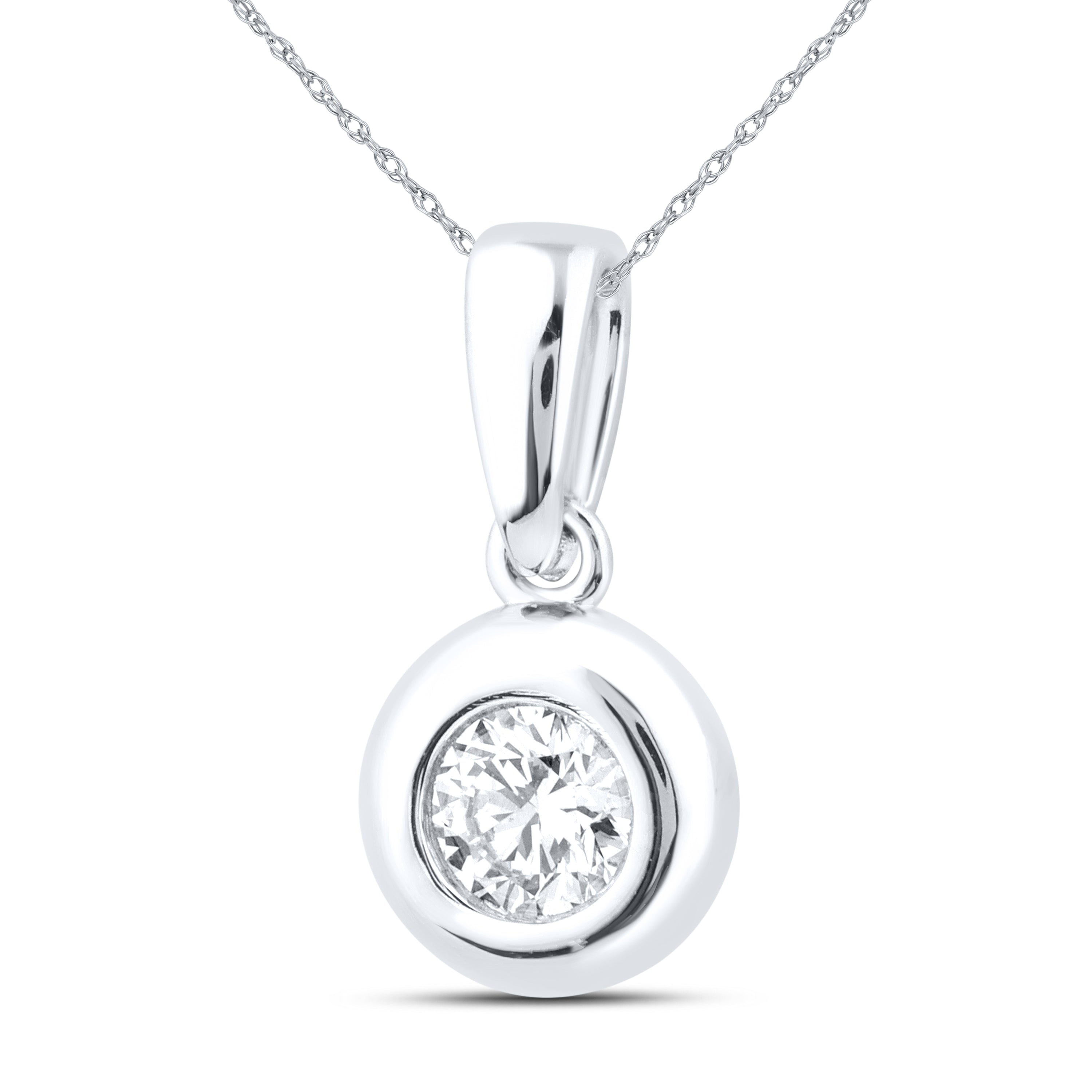 14kt White Gold 0.30 CTW Lab Diamond Solitaire Pendant