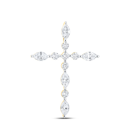 14k Yellow Gold 0.75 CTW Lab Diamond Cross Pendant