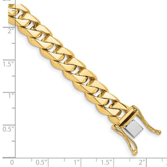 14KT Yellow Gold 8.5 inch 8.6mm Hand Polished Fancy Traditional Link with Box Catch Clasp Bracelet
