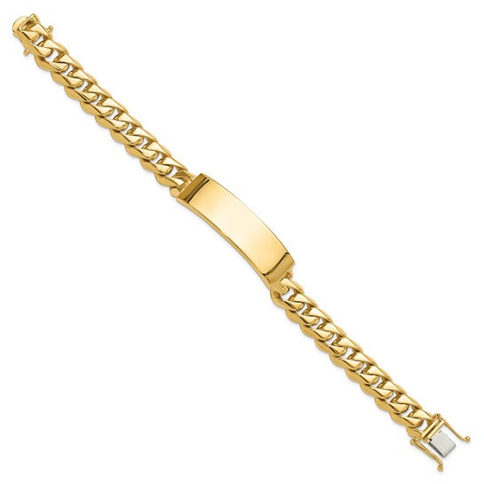 14kt Yellow Gold Hand-polished Solid Chain/Solid Plate Curb Link 48x14mm Plate 8 inch ID Bracelet