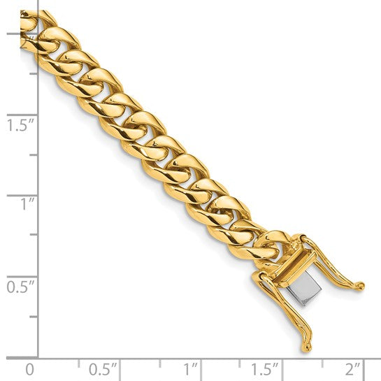 14KT Yellow Gold 8 inch 7.25mm Hand Polished Rounded Curb Link with Box Catch Clasp Bracelet