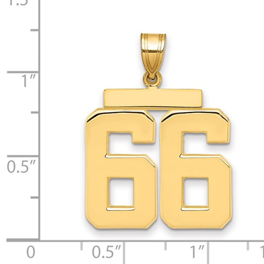 14kt Yellow Gold Large Polished Number 66 Charm