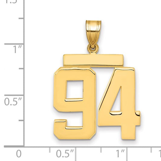 14kt Yellow Gold Large Polished Number 94 Charm