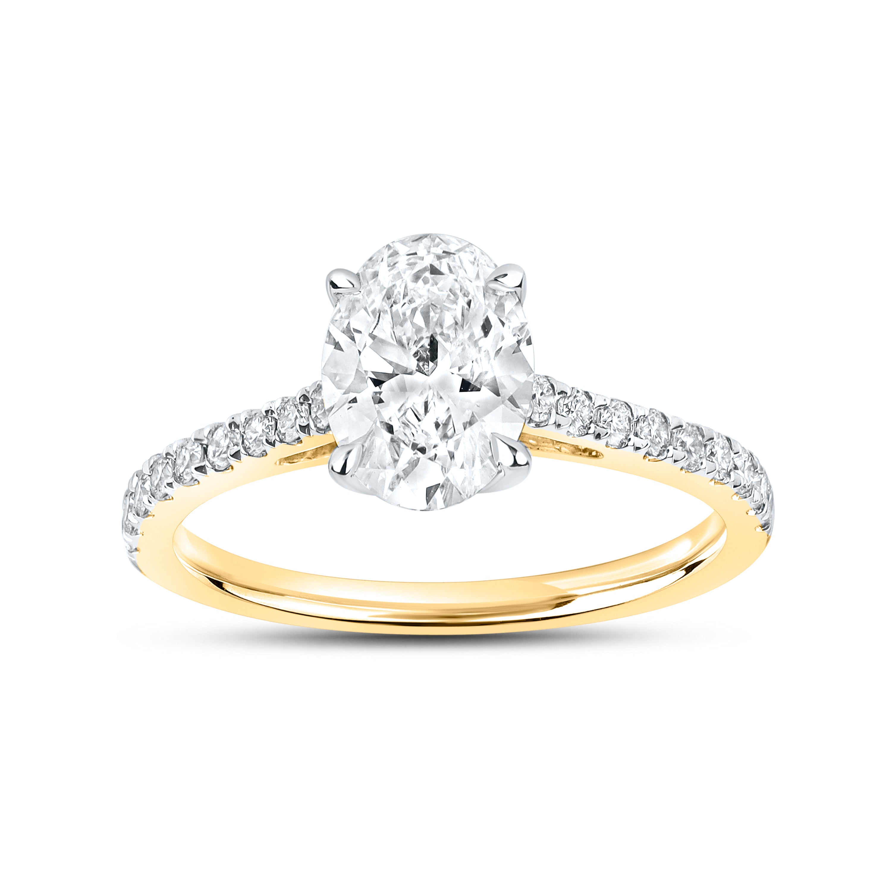 14KT YELLOW GOLD 1.75 CTW OVAL LAB DIAMOND RING