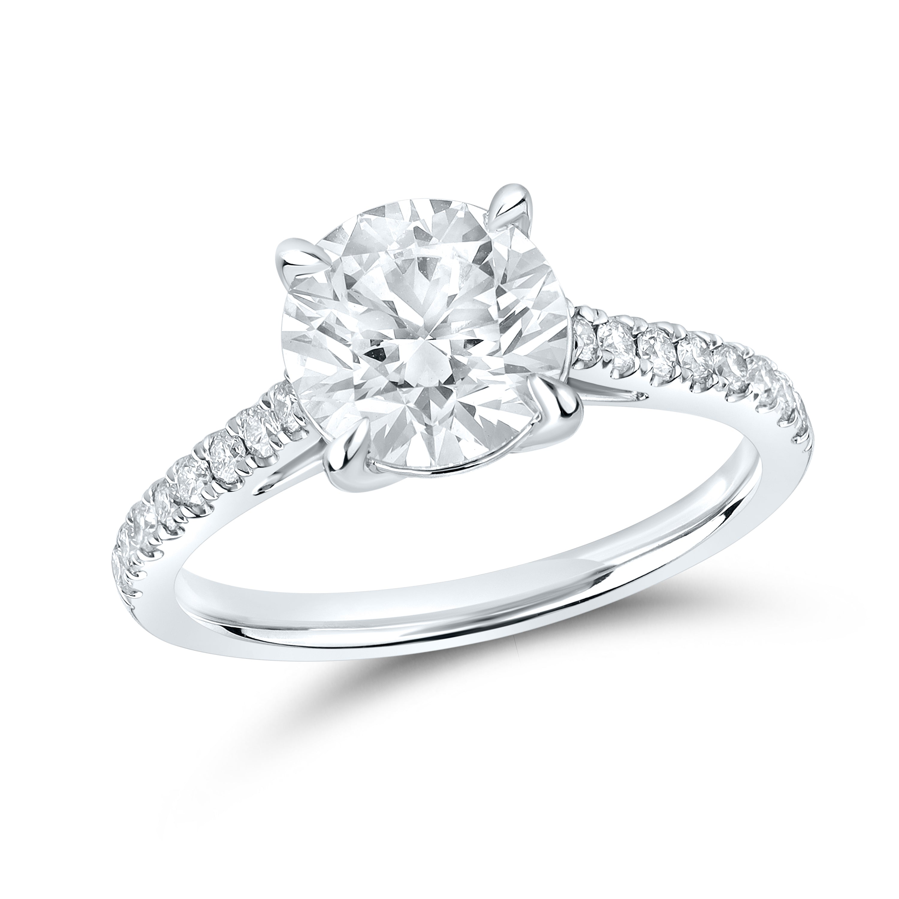 14kt White Gold 2.25 CTW Lab Diamond Round Shape Solitaire Ring