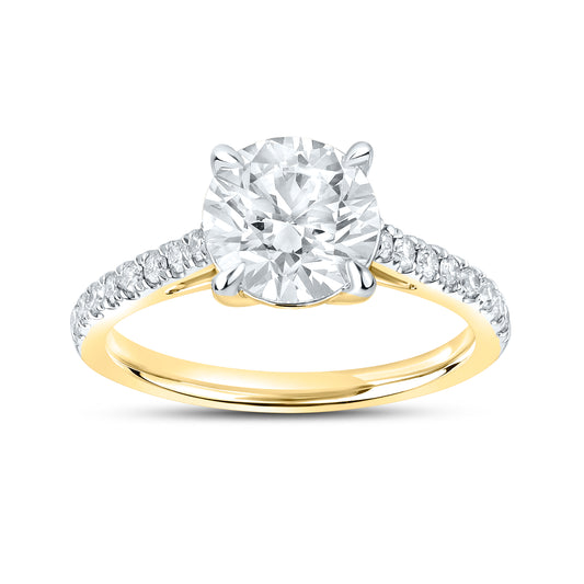 14kt Yellow Gold 2.25 CTW Lab Diamond Round Shape Solitaire Ring