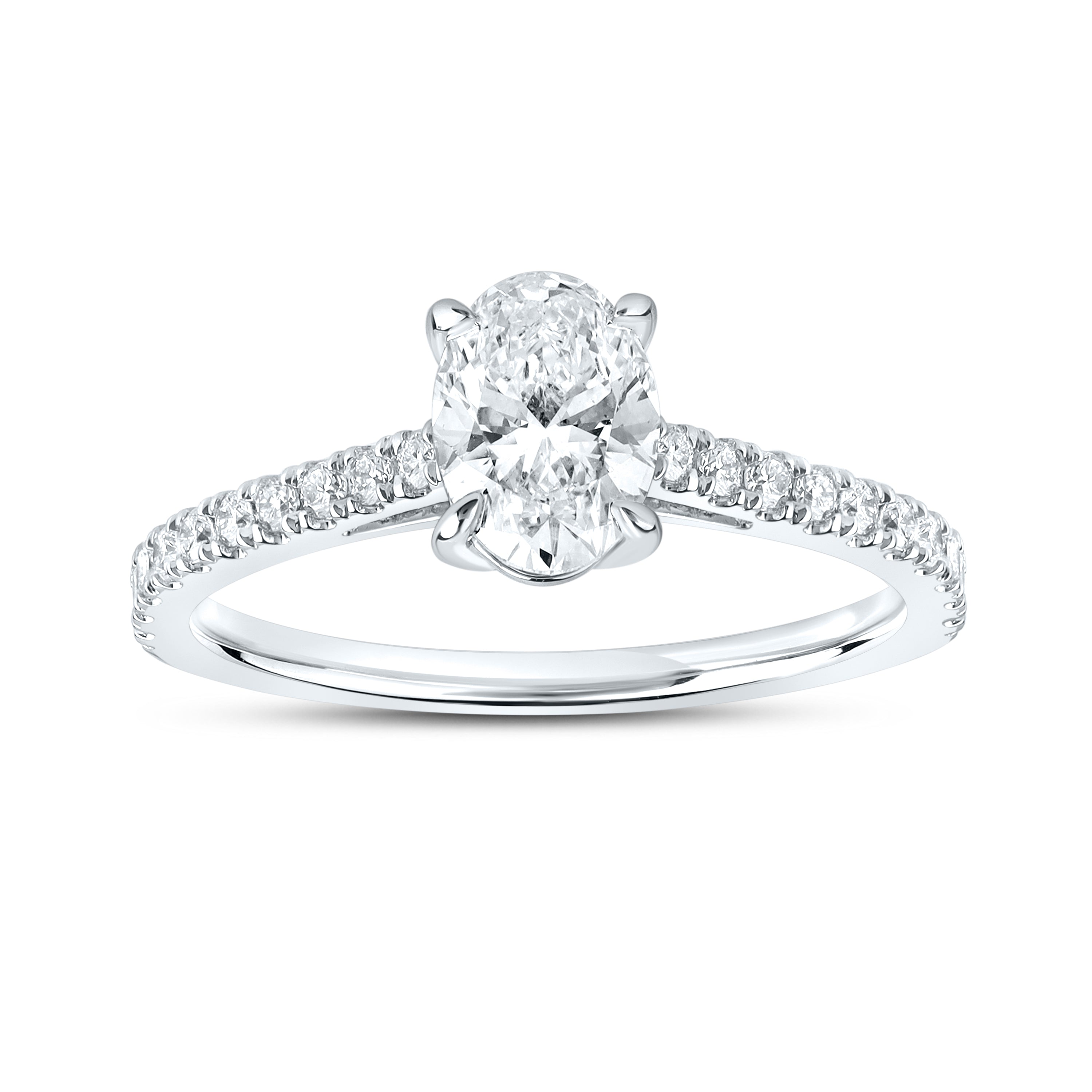 14kt White Gold 1.25 CTW Lab Diamond Oval Shape Solitaire Ring