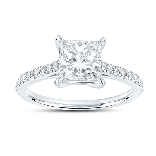 14kt White Gold 2.25 CTW Lab Diamond Princes Shape Solitaire Ring