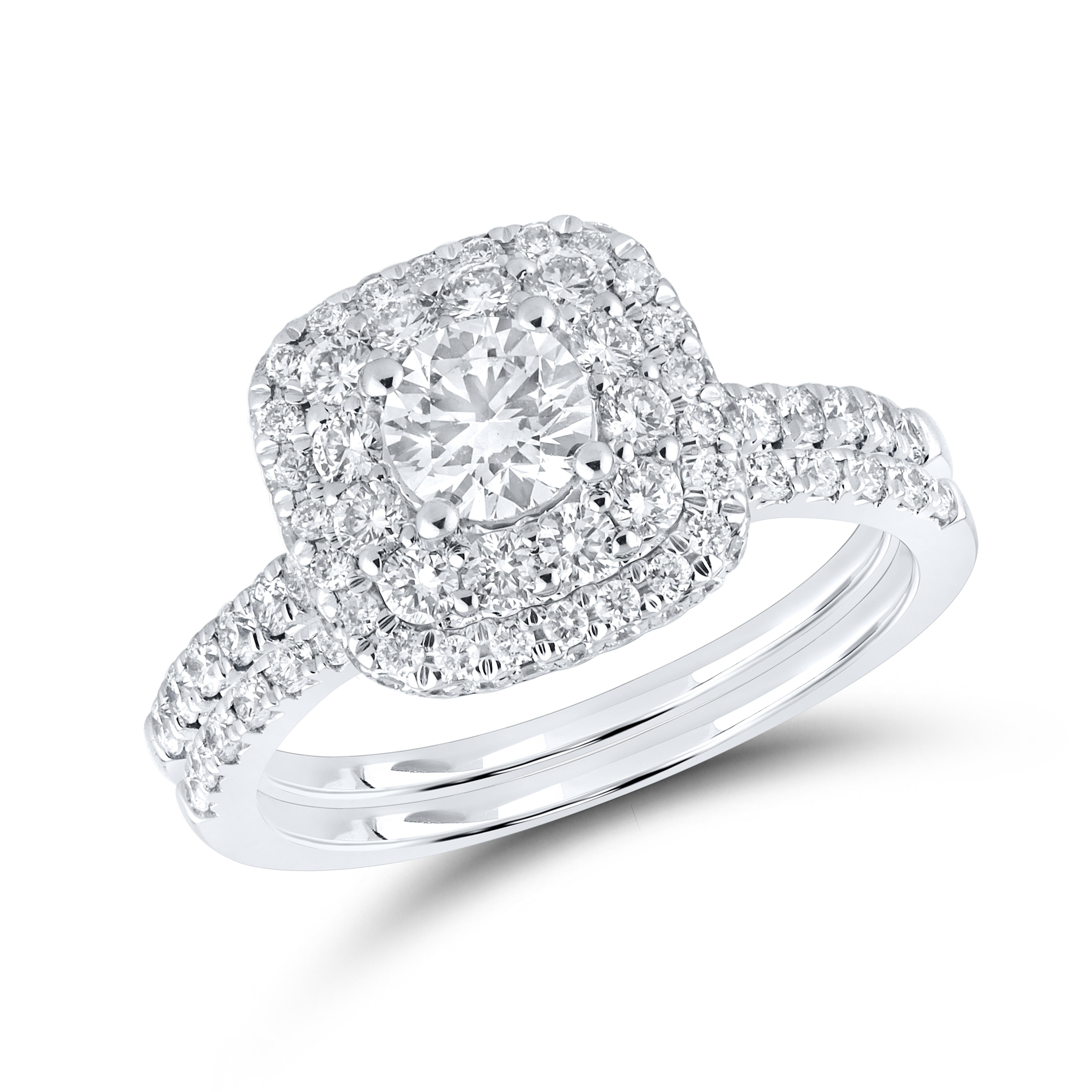 10KT WHITE GOLD 1.54 CTW LAB DIAMOND BRIDAL RING SET