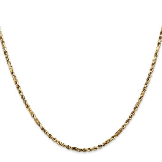 14KT Yellow Gold 20 inch  2.25mm Diamond-cut Milano Rope with Lobster Clasp Chain